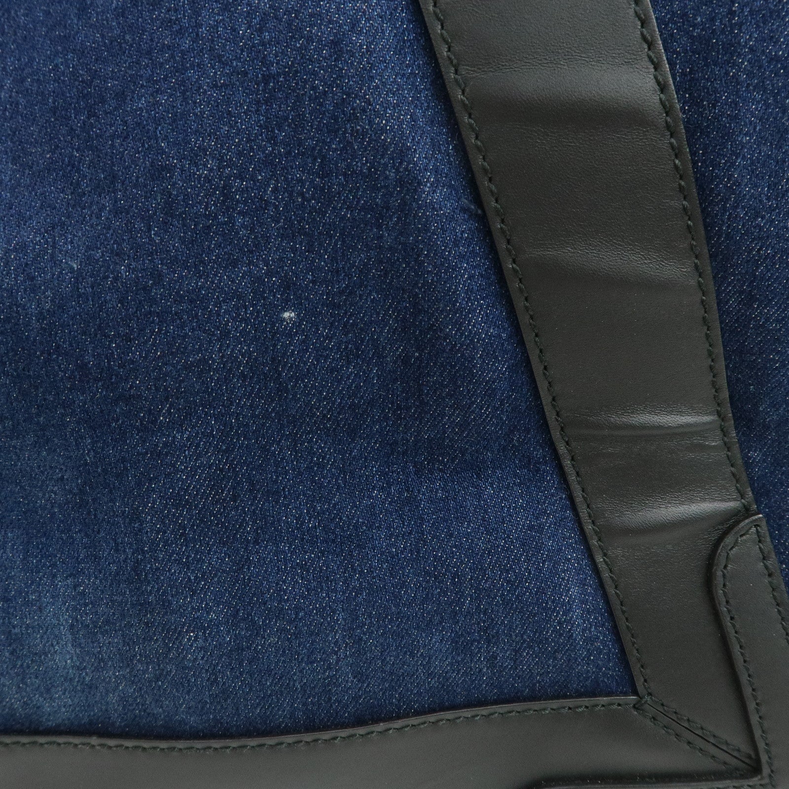 BALENCIAGA Denim Leather Navy Cabas M Tote Bag Hand Bag 339936