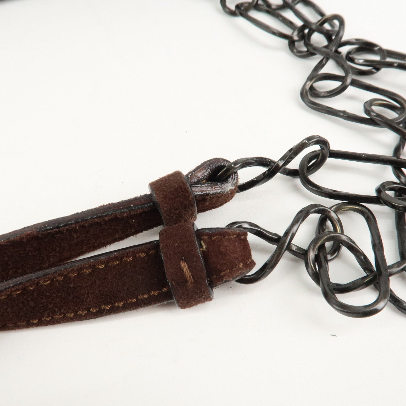 PRADA Suede Leather Chain Shoulder Bag Hand Bag Brown