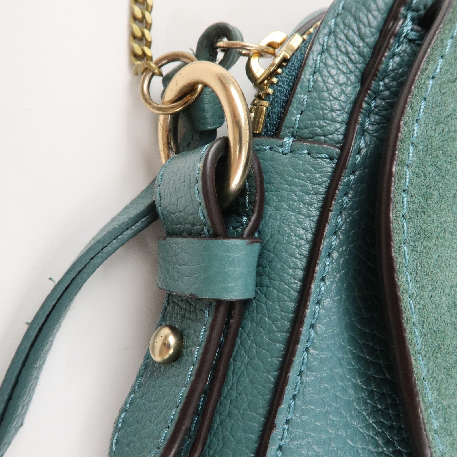 Chloe See By Chloe Joan Leather Suede Shoulder Bag Turquoise Blue Used