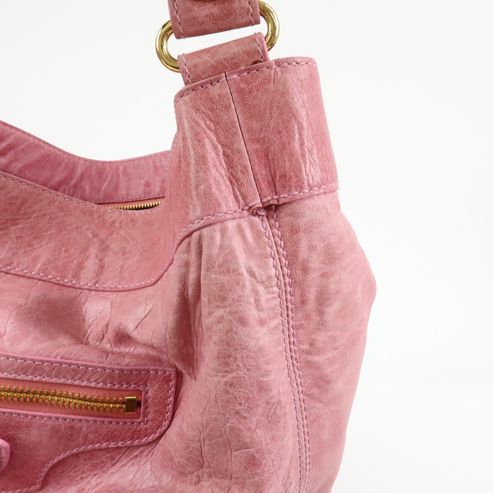BALENCIAGA Giant 21 Bucket Bag Leather Shoulder Bag Pink 192913
