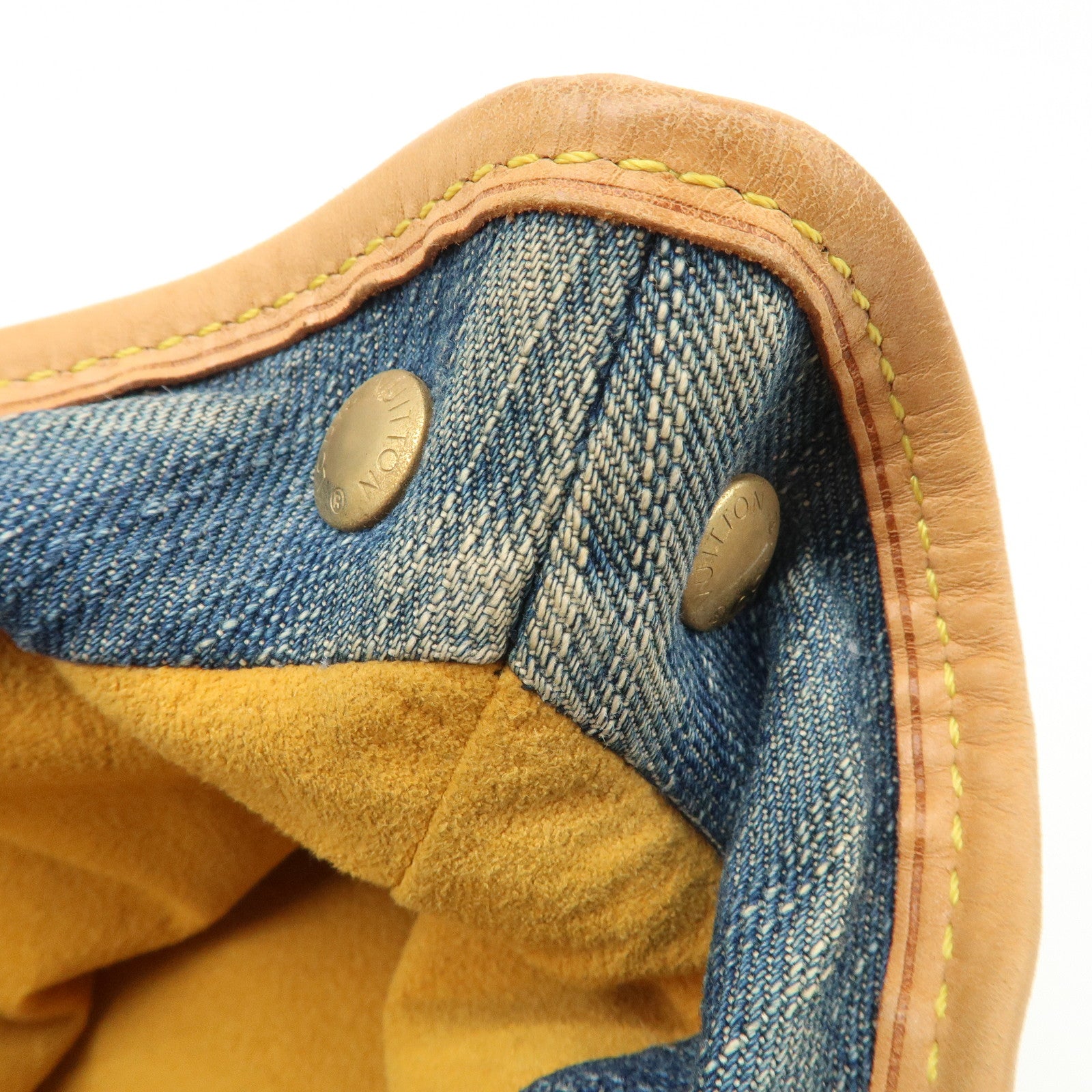 Louis Vuitton Monogram Denim Pleaty Hand Bag Blue M95020 Used