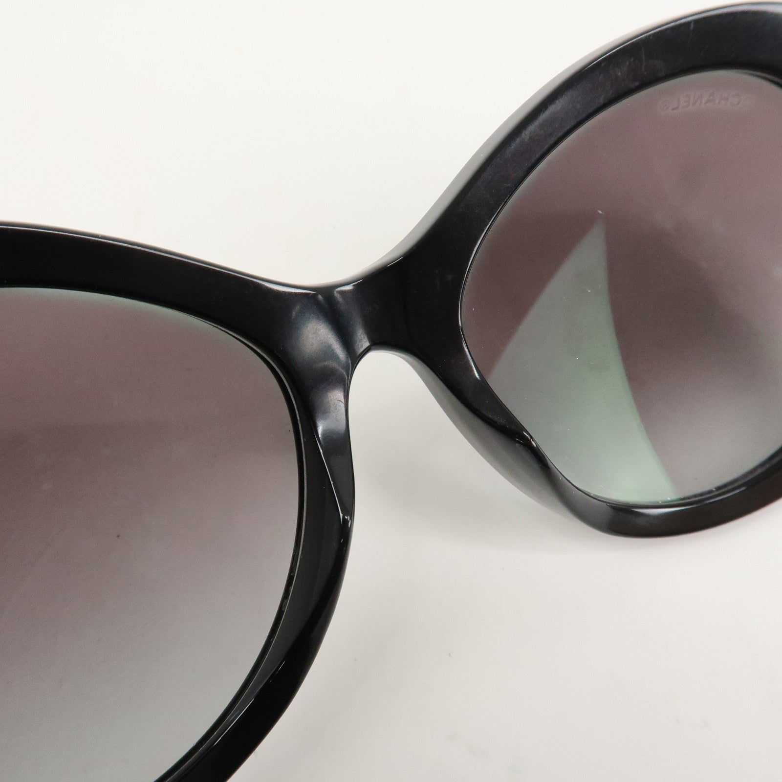 CHANEL COCO Mark Plastic Sunglasses 56□19 Black 5372-A Used