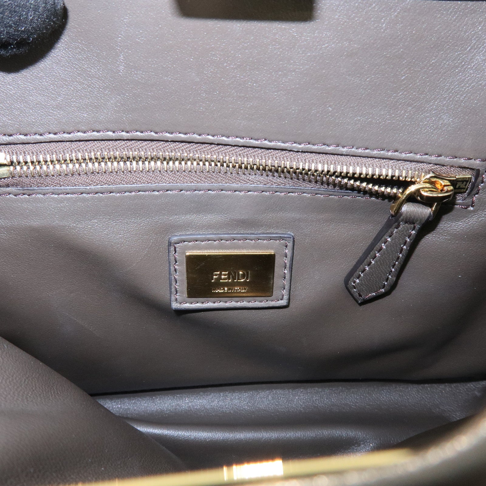 FENDI Mini Peekaboo Leather 2Way Bag Shoulder Bag Greige 8BN244