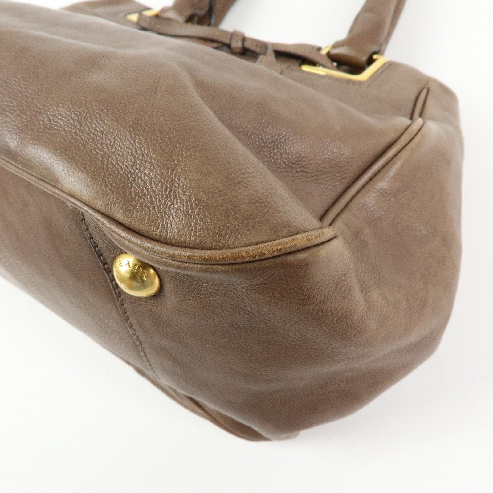 PRADA Calf Leather 2Way Bag Shoulder Bag Ribbon Brown BN2245