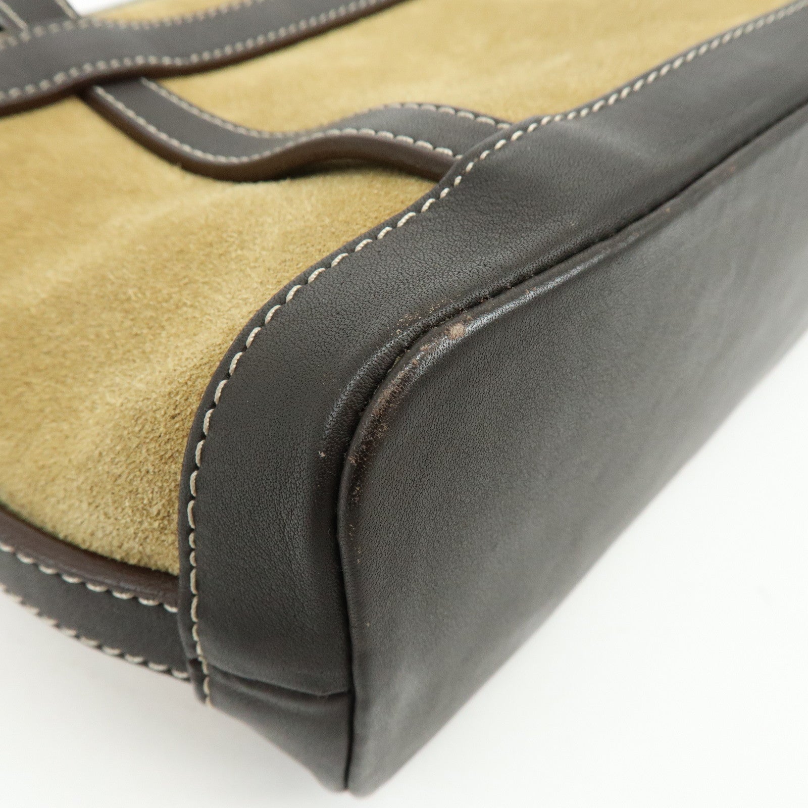 LOEWE Anagram Suede Calf Leather Hand Bag Tote Bag Brown