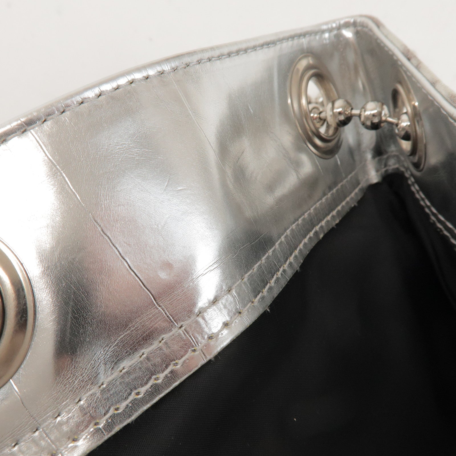 Maison Margiela MM6 Faux Leather Shoulder Bag Silver S41WC0015