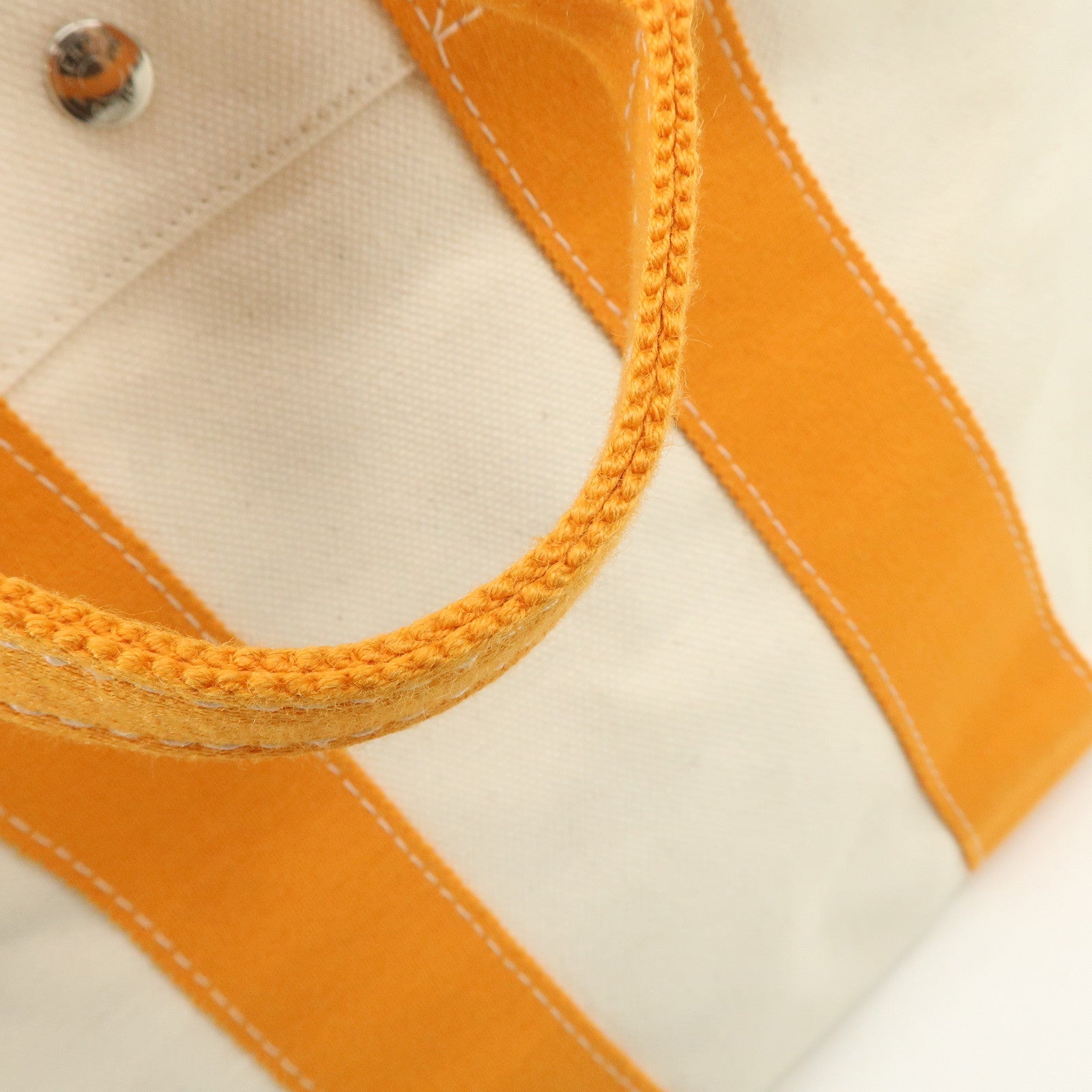HERMES Bora Bora PM Canvas Tote Bag Hand Bag Ivory Orange Used