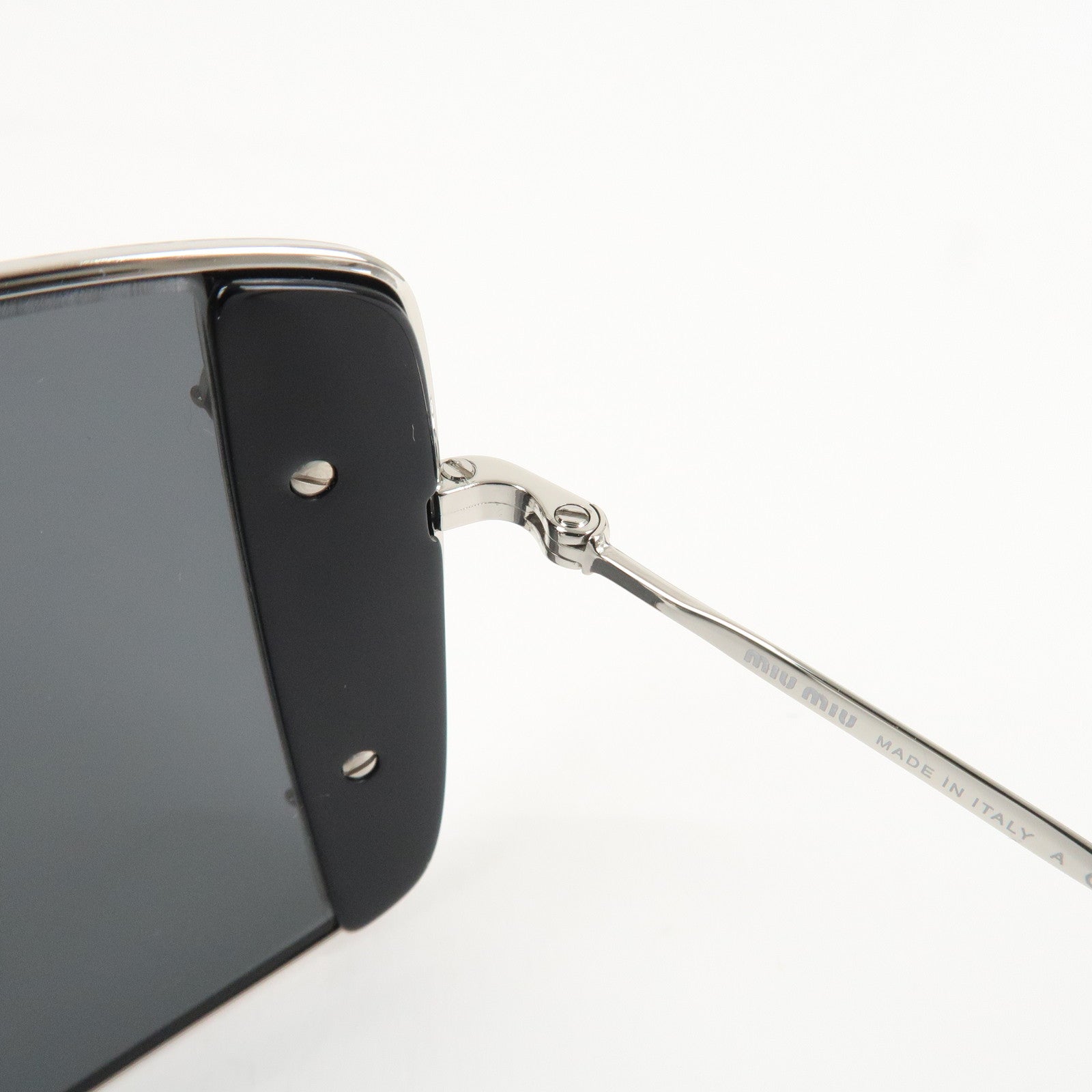 MIU MIU Metal Rhine Stone Sunglasses Black Silver 01E-580 46□19