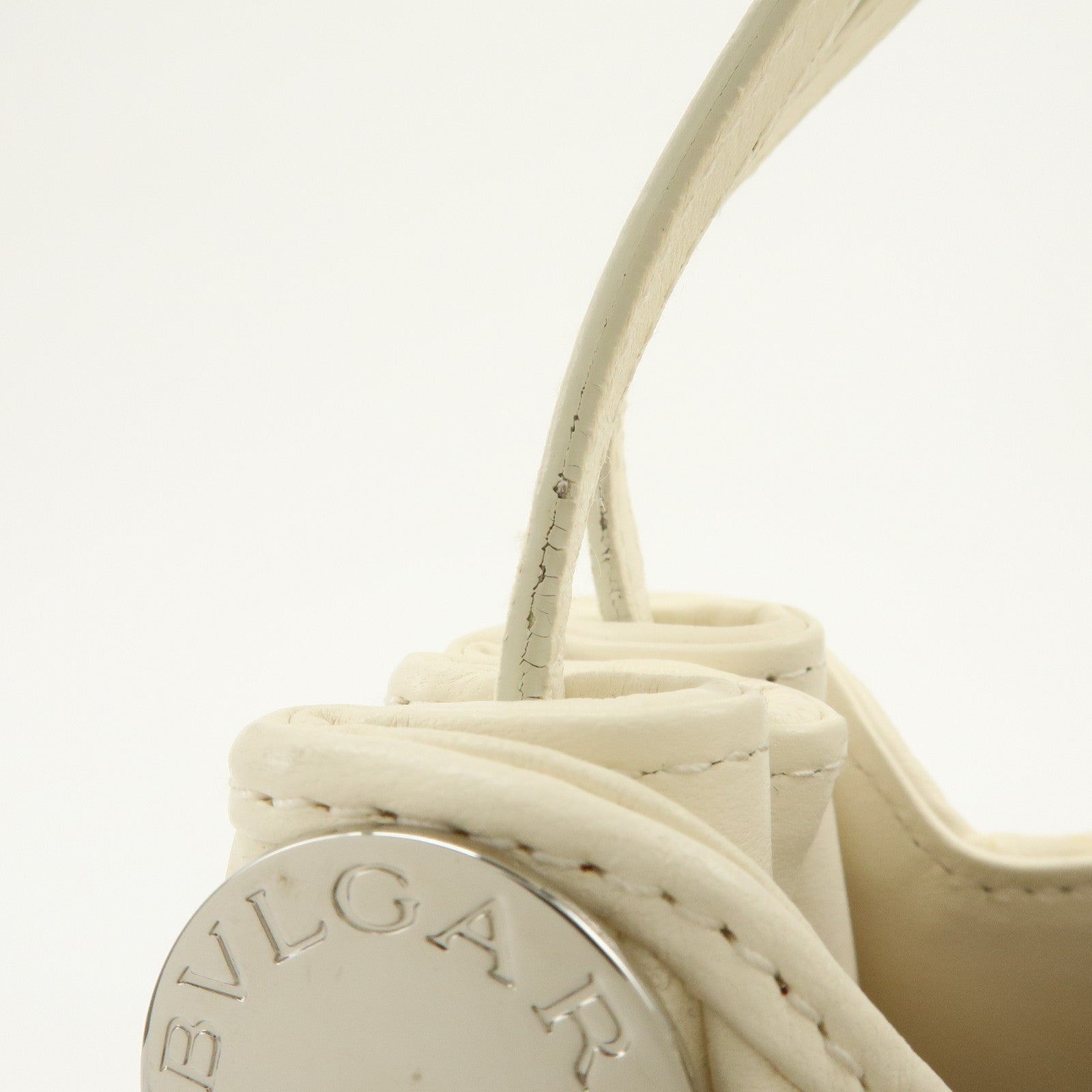 BVLGARI Leather Shoulder Bag Hand Bag White