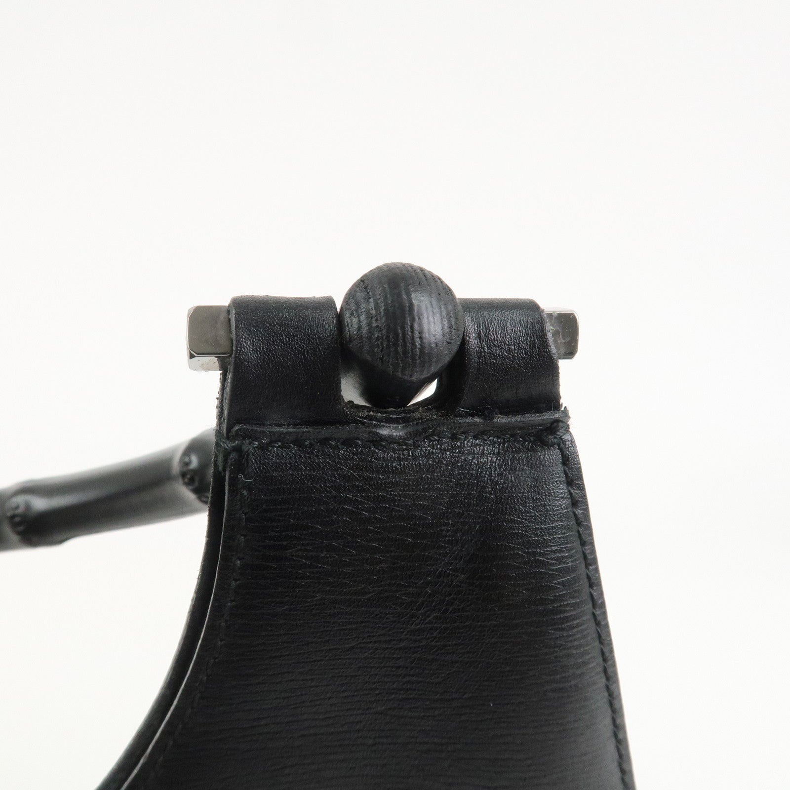 GUCCI Bamboo Leather Shoulder Bag Hand Bag Black 001.3760