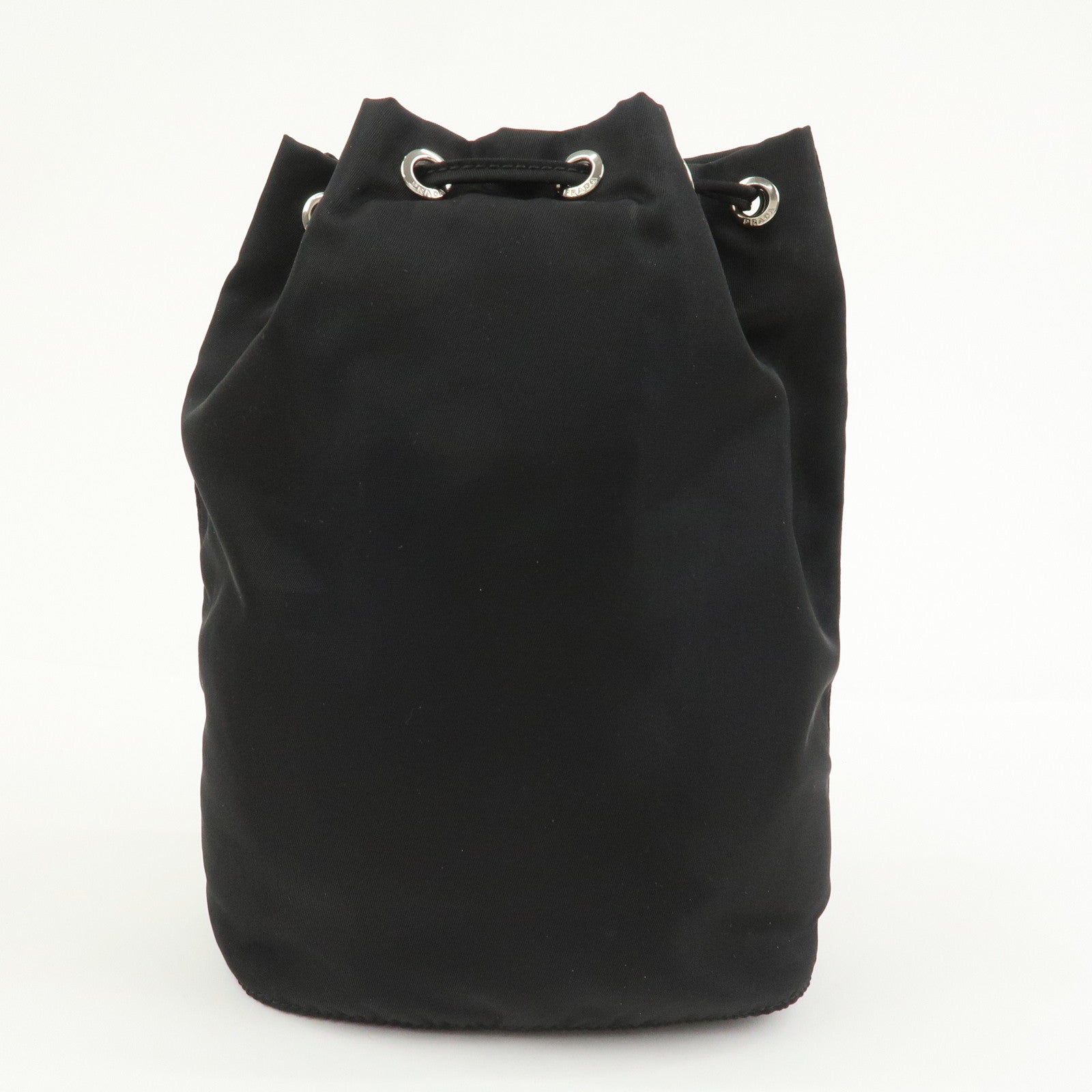 PRADA Nylon Saffiano Leather Cosmetic Makeup Pouch Black 1NA369