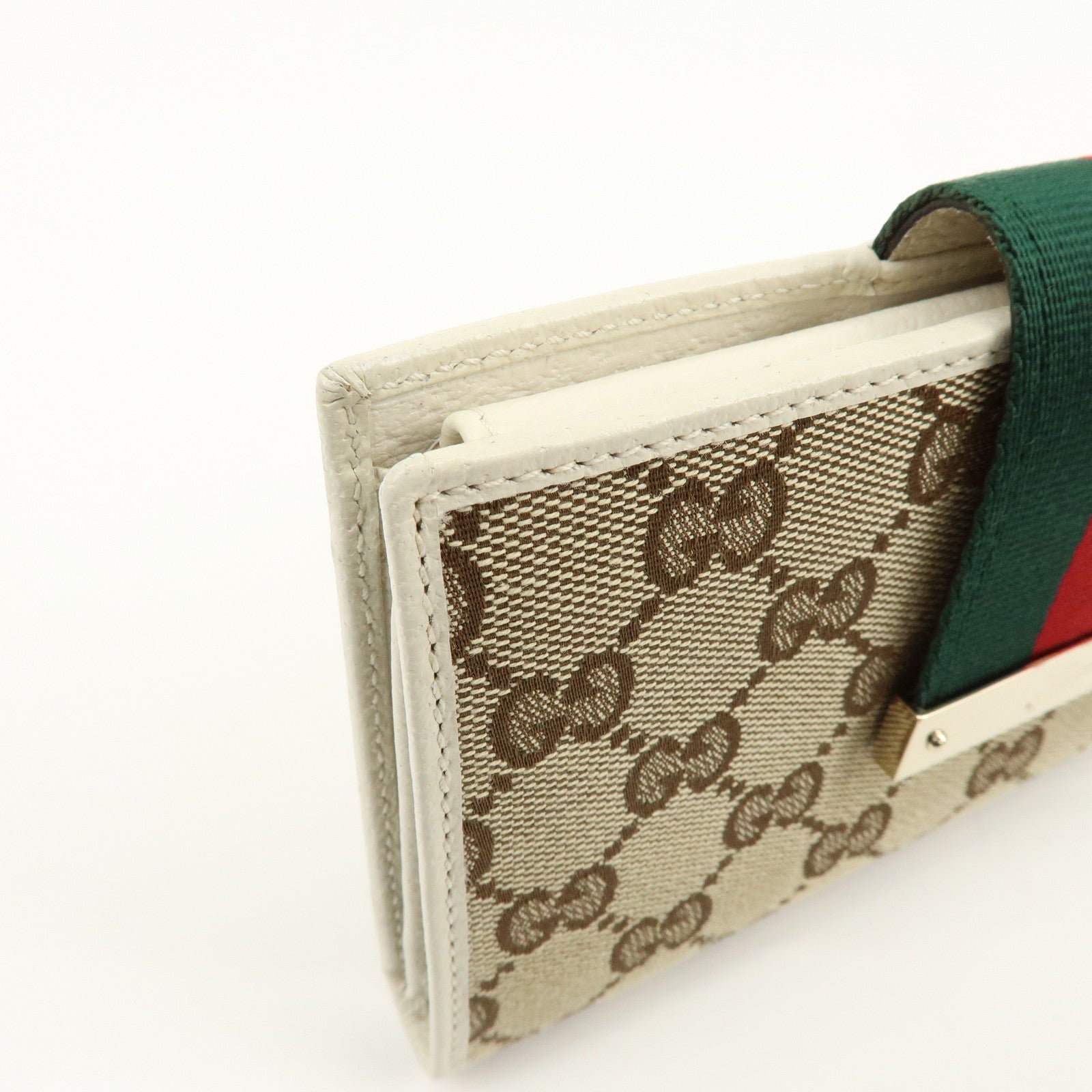 GUCCI Sherry GG Canvas Leather Long Wallet Continental Wallet Beige