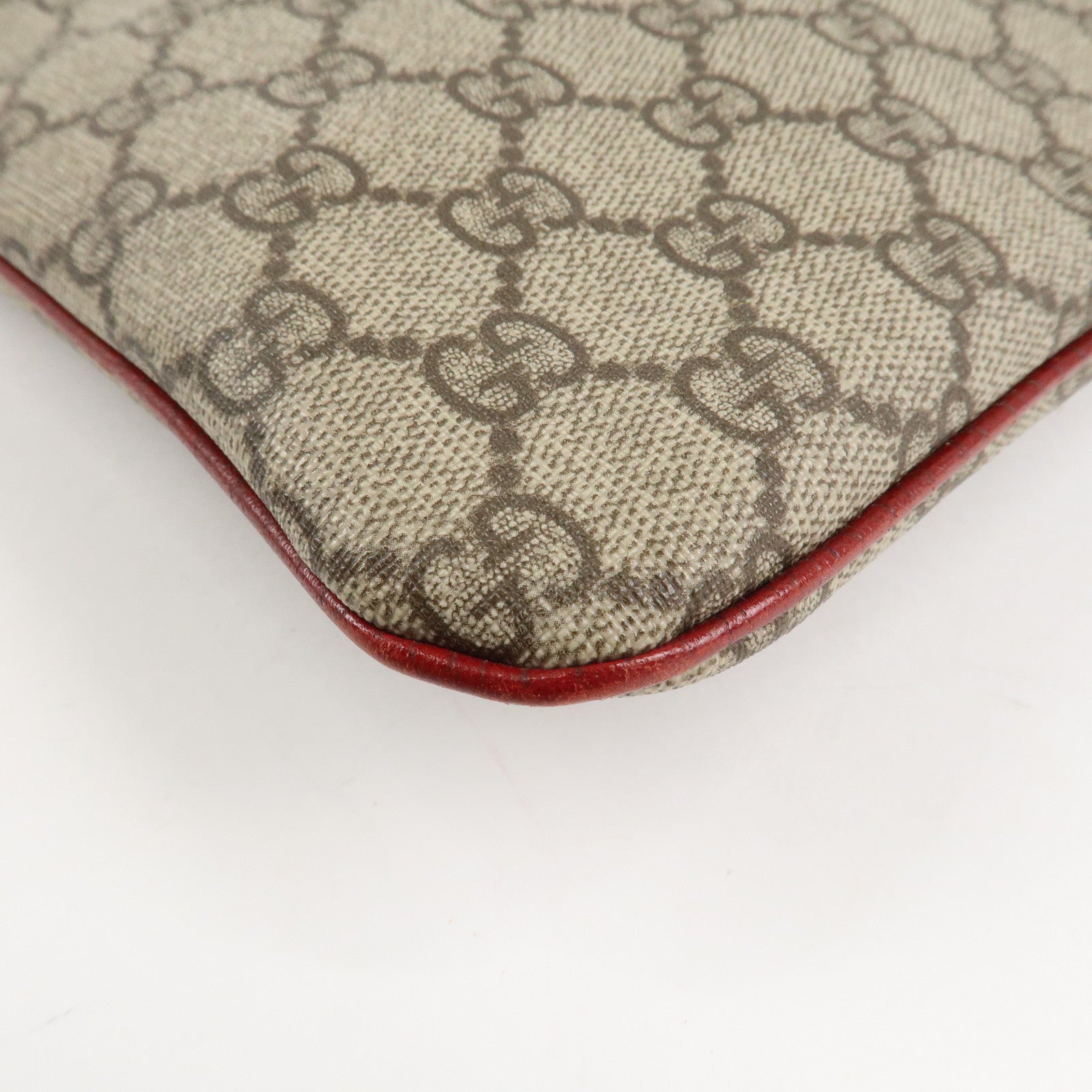 GUCCI Gucci GG Supreme Leather Tote Bag Hand Bag Beige Red 117551