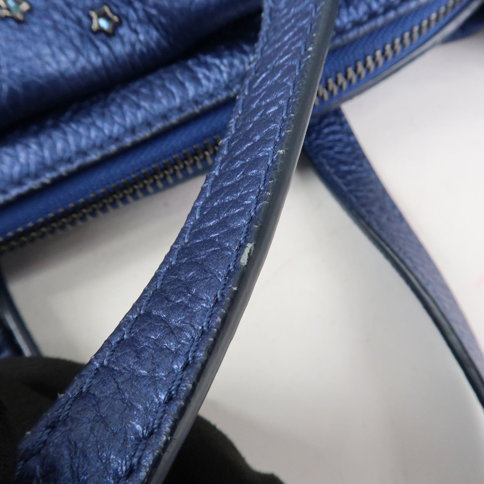 JIMMY CHOO Leather MINISARA 2Way Bag Hand Bag Shoulder Bag Blue