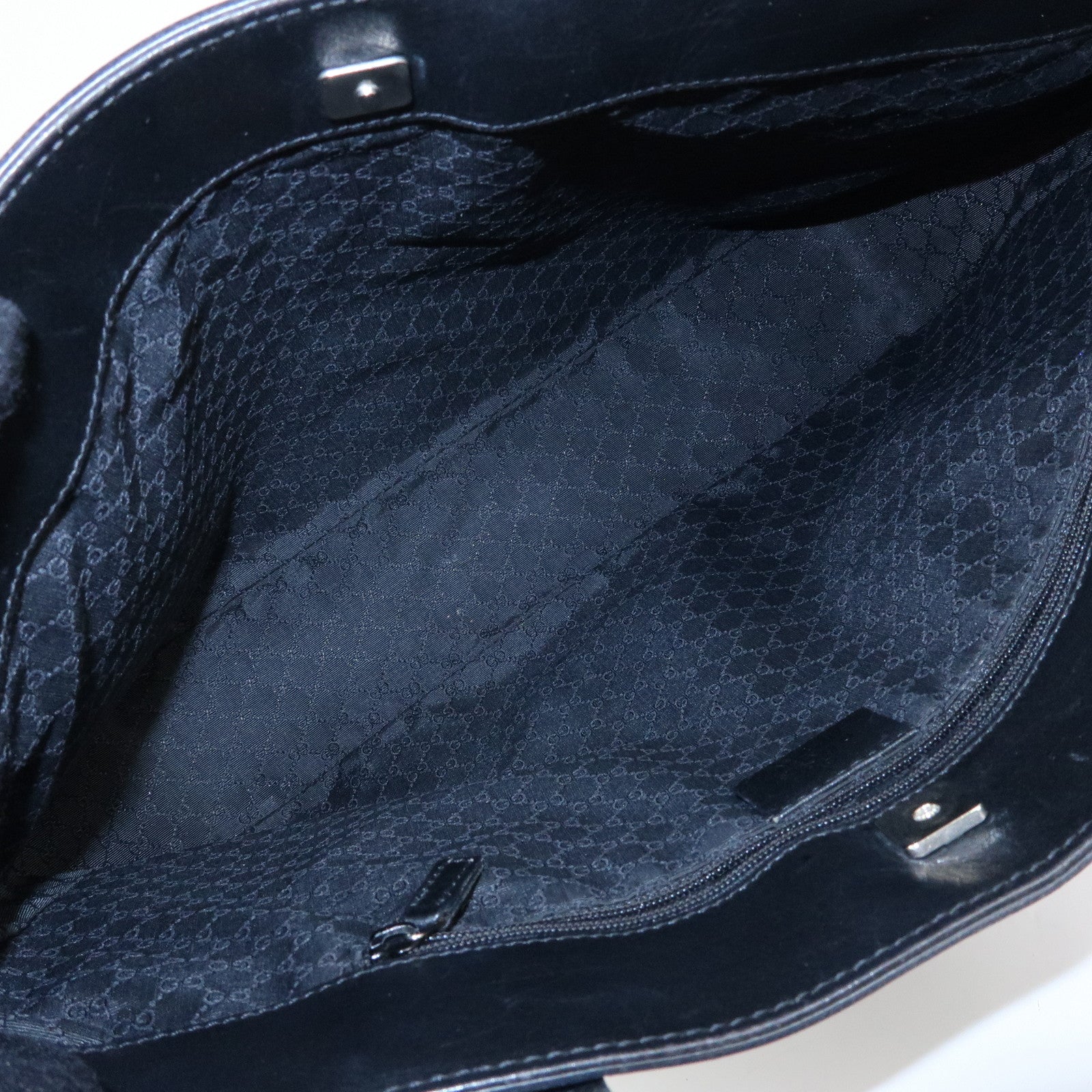 GUCCI Sherry Leather Tote Bag Shoulder Bag Hand Bag Black 73983
