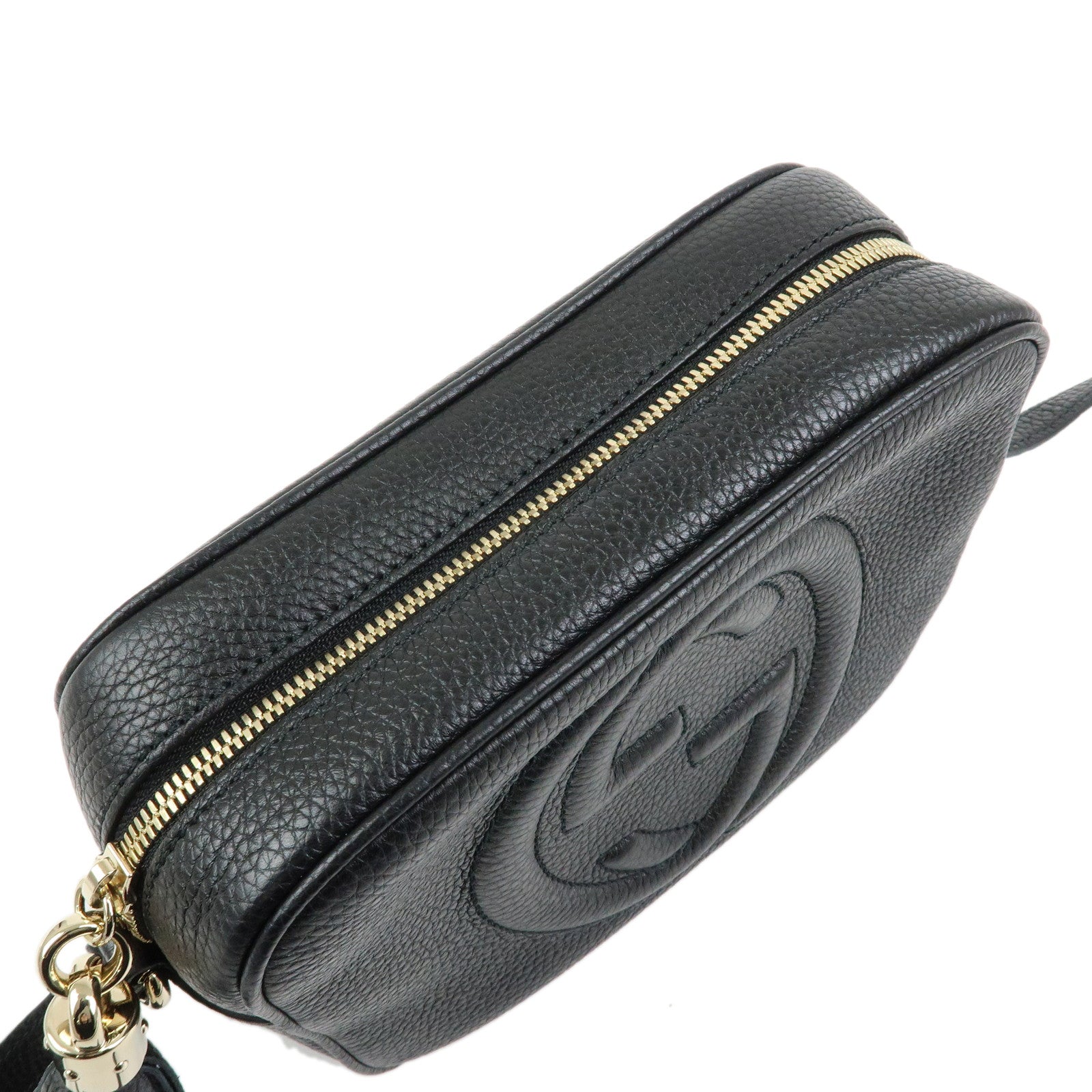 GUCCI SOHO Interlocking G Leahter Small Disco Bag Black 308364