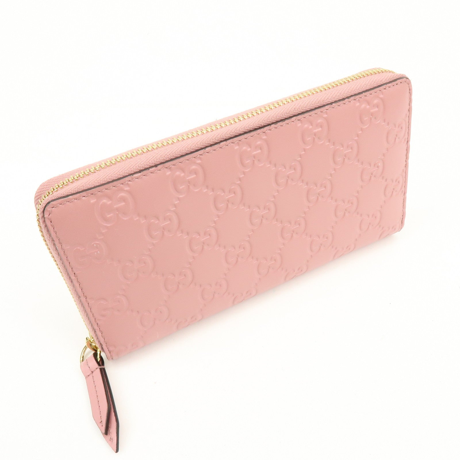 GUCCI Guccissima Leather Icon Zip Around Long Wallet Pink 410102