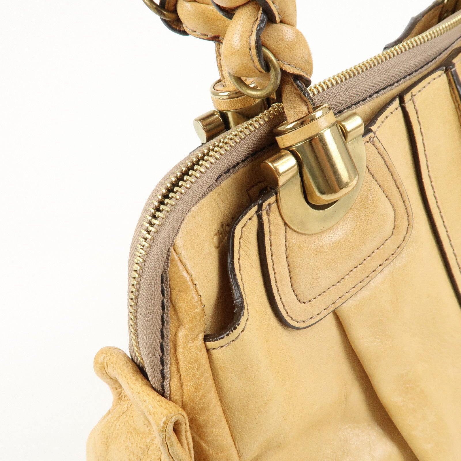 Chloe Heloise Shoulder Bag Hand Bag Beige Gold Hardware Used