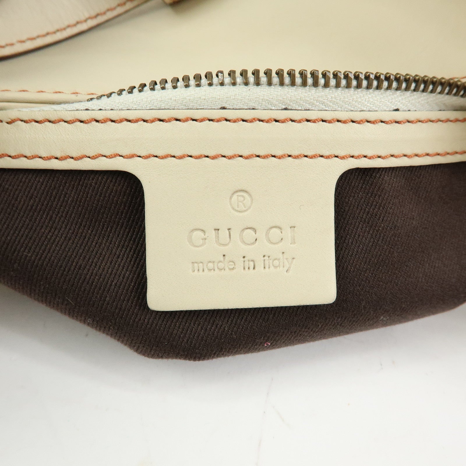 GUCCI Jackie Leather Shoulder Bag Hand Bag Studs Ivory 120888