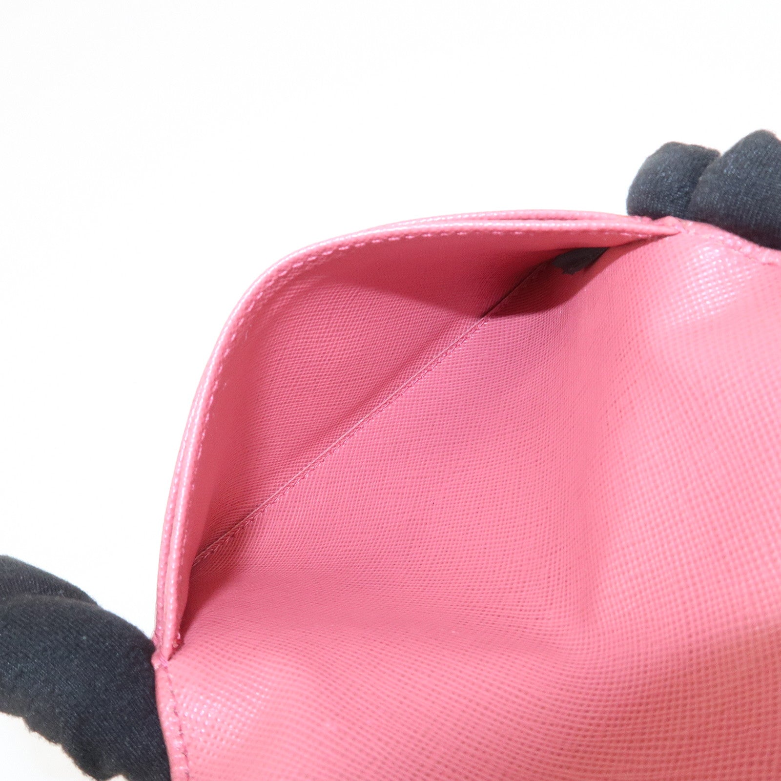 PRADA Logo Saffiano Leather Card Case Card Holder Pink 1M1362