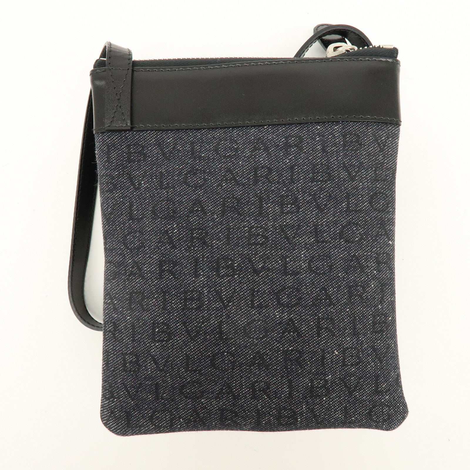 BVLGARI Logo Mania Denim Leather Shoulder Bag Crossbody Bag Black