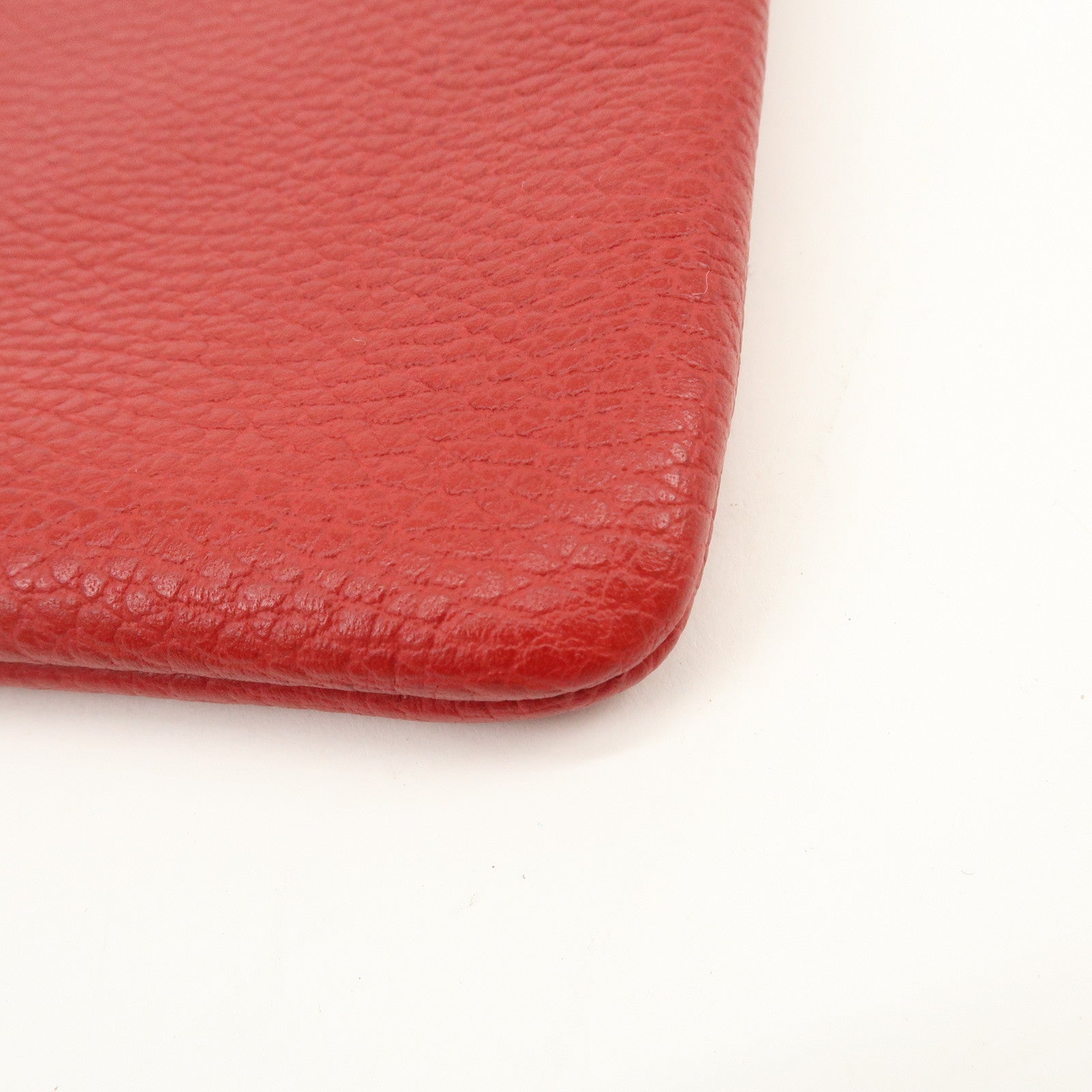 GUCCI Bamboo Leather Clutch Bag Pouch Red 449653