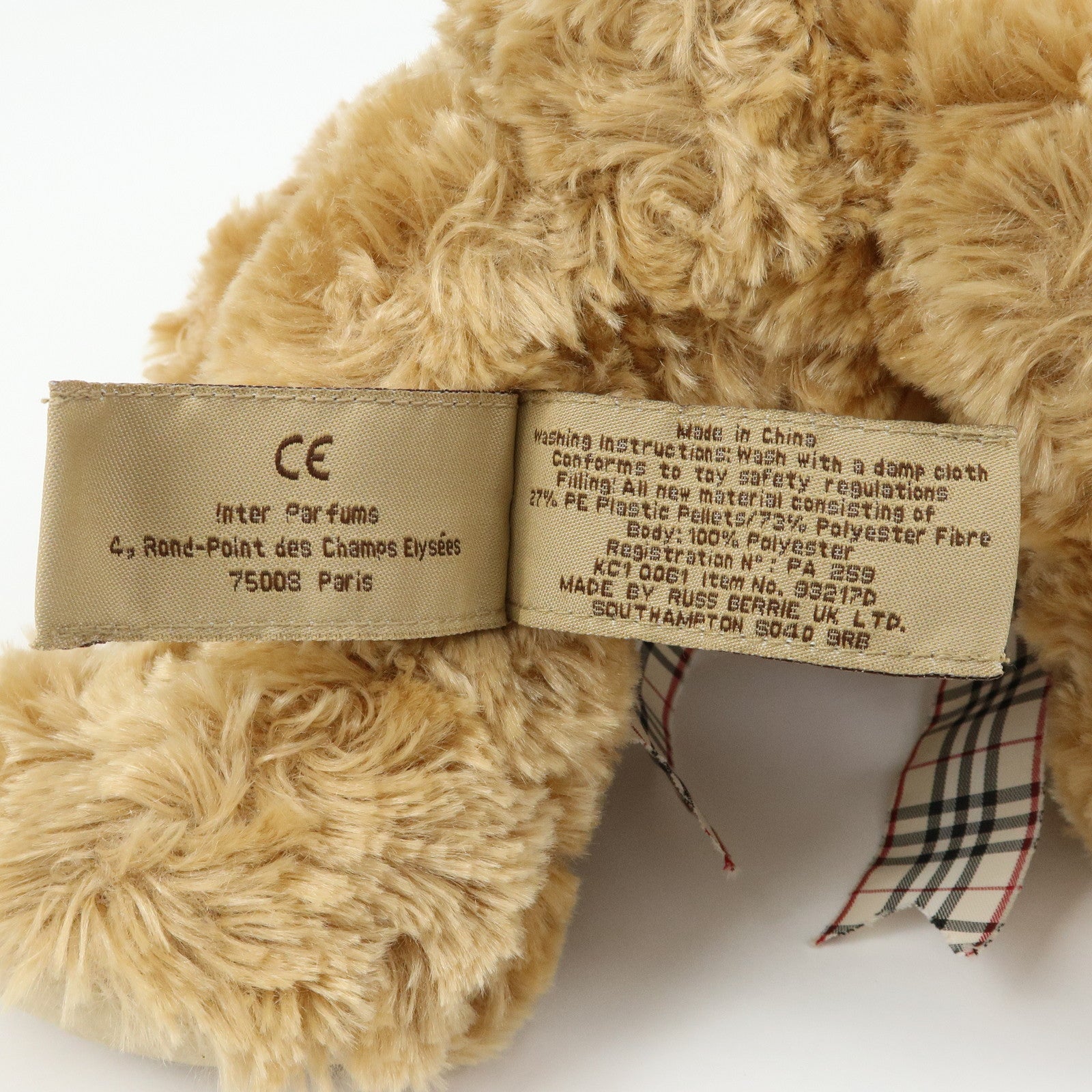 BURBERRY Nova Plaid Polyester Teddy Bear Brown