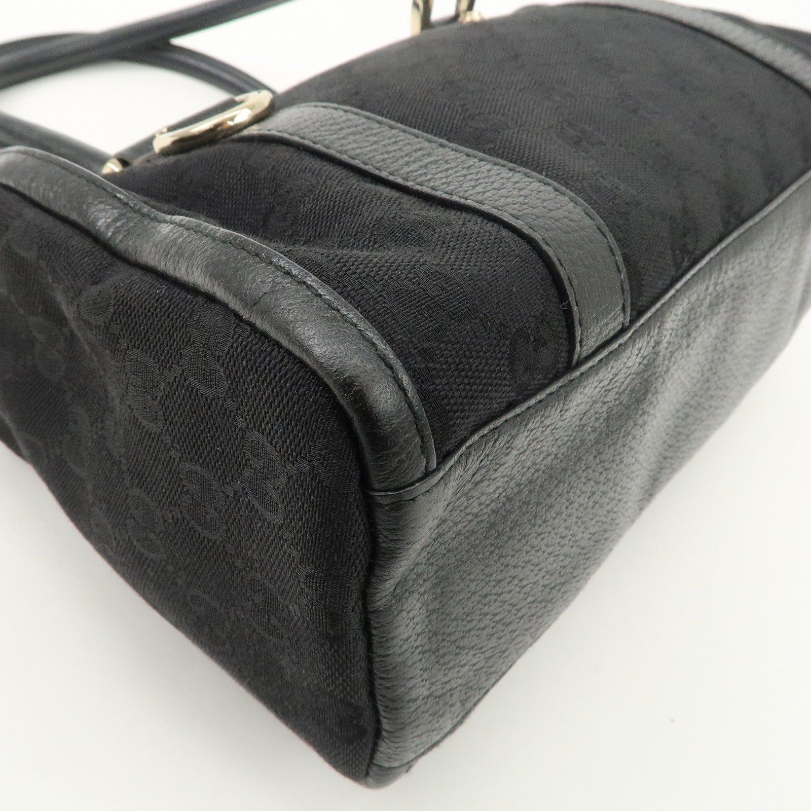 GUCCI Abbey GG Canvas Leather Boston Bag Hand Bag Black 130942 Used