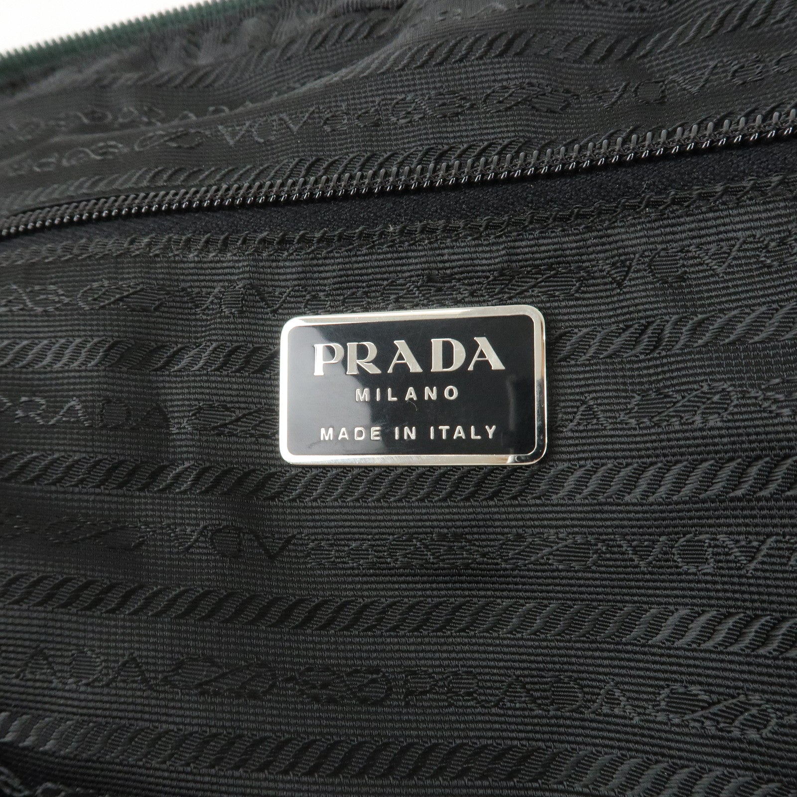 PRADA Triangle Logo Nylon Leather Tote Bag Shoulder Bag Green
