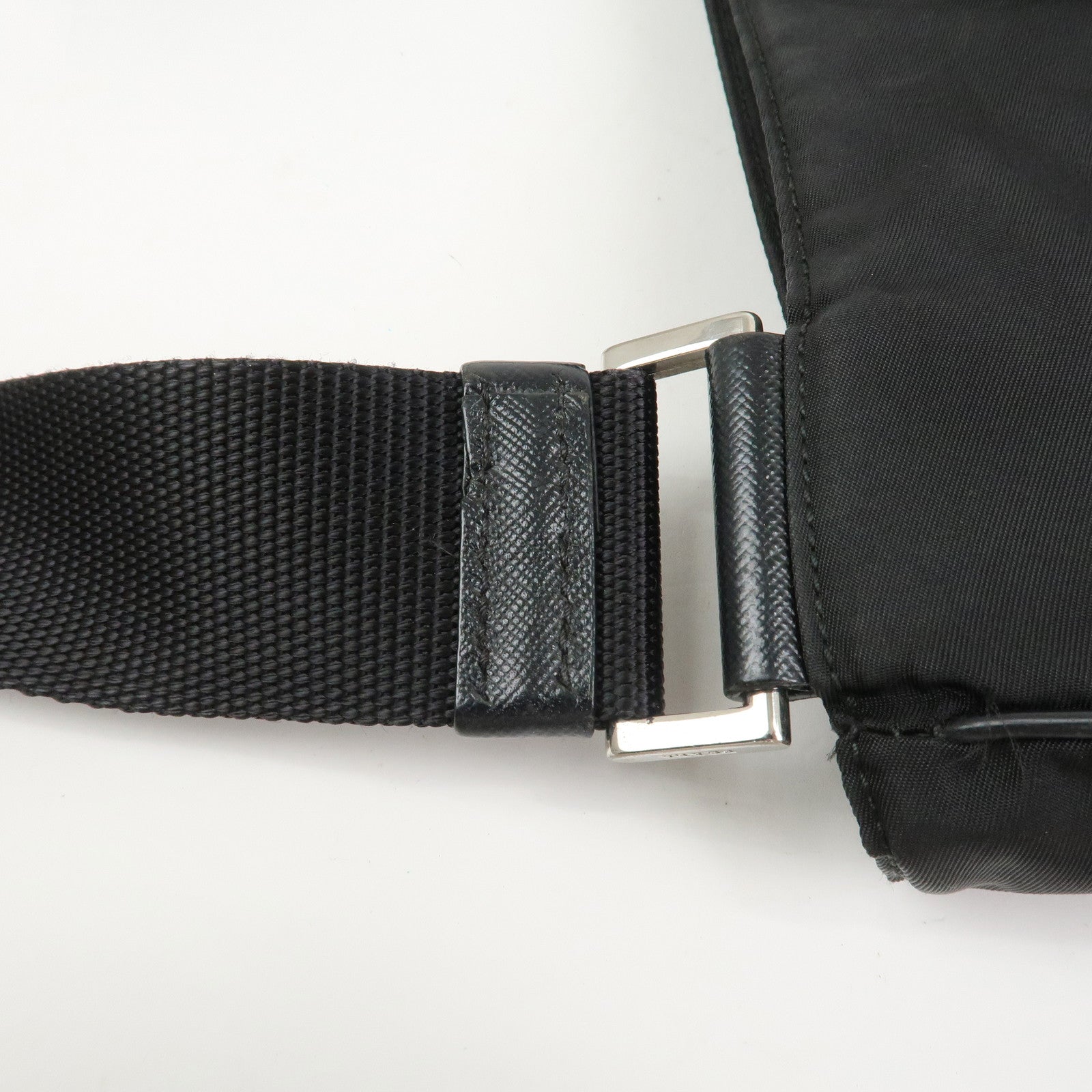 PRADA Nylon Saffiano Leather Shoulder Bag Black VA0269
