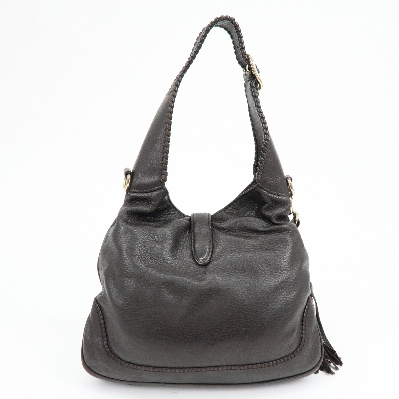 GUCCI New Jackie Leather 2Way Bag Shoulder Bag Dark Brown 219725