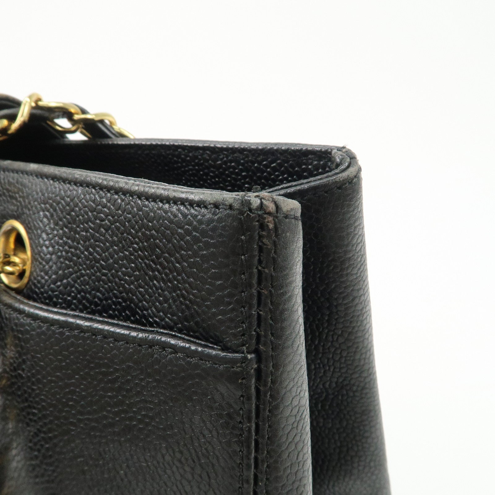 CHANEL Caviarskin Chain Tote Bag Shoulder Bag Black