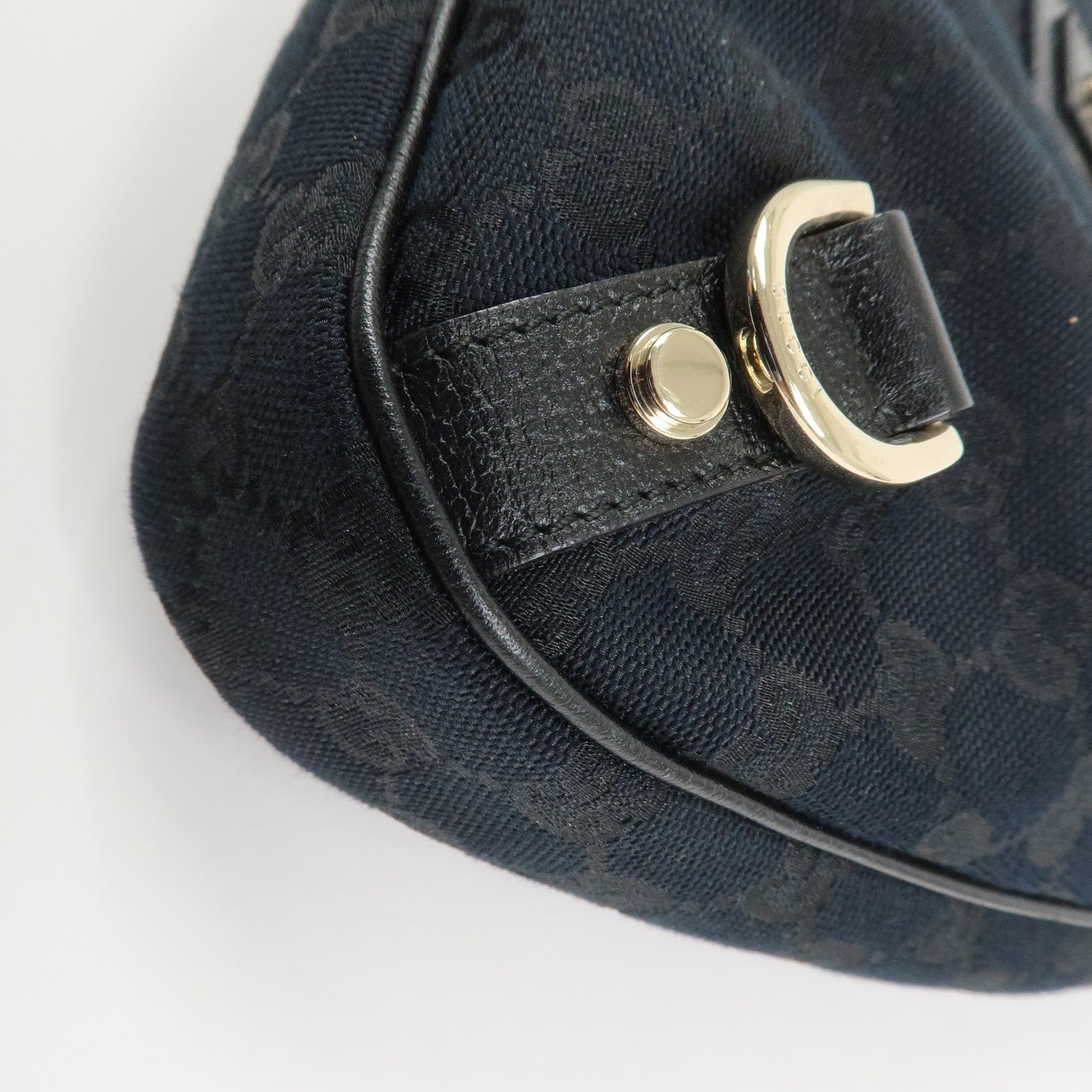 GUCCI Abbey GG Canvas Leather Shoulder Bag Black 130738