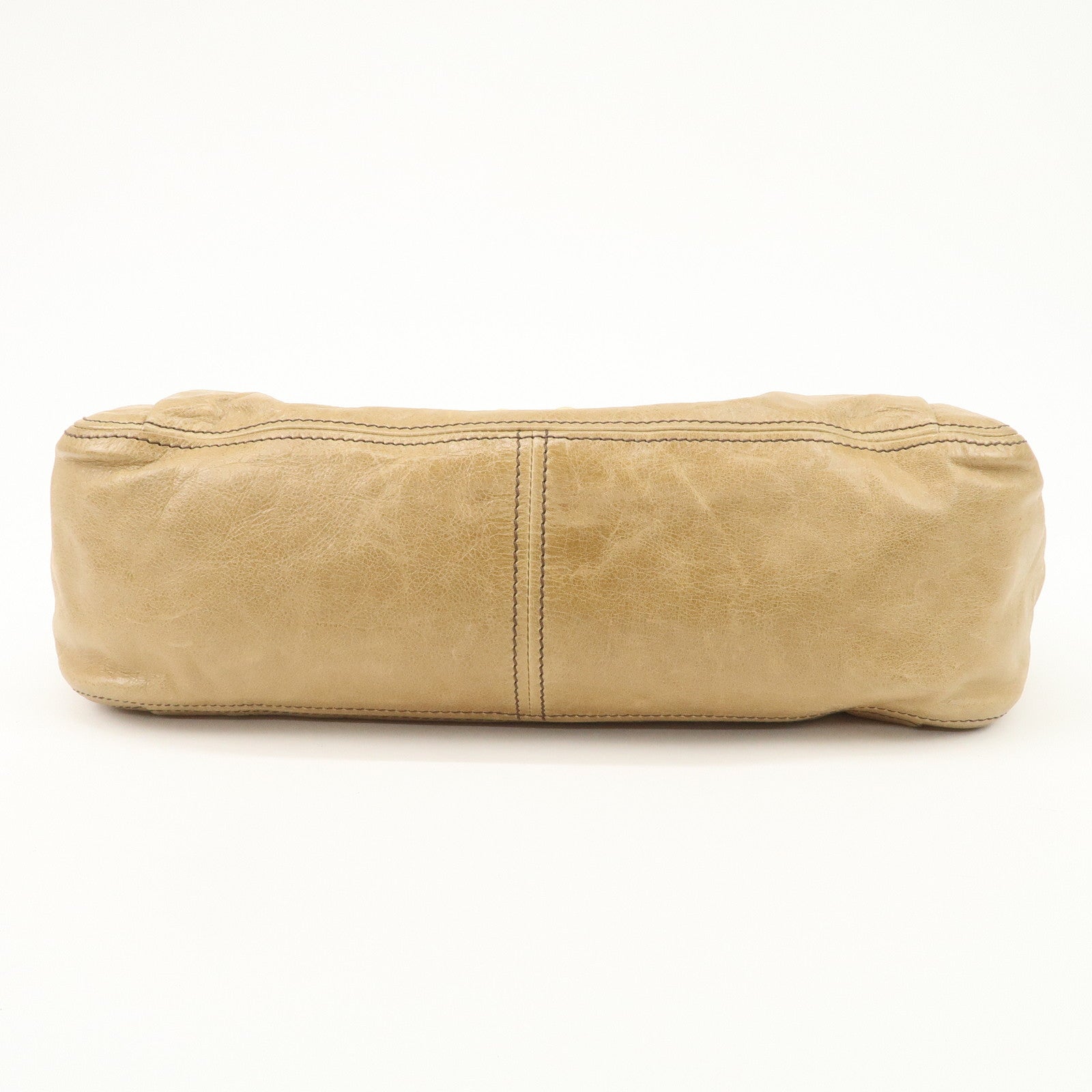 MIU MIU Leather Shoulder Bag Hand Bag Beige Gold Hardware