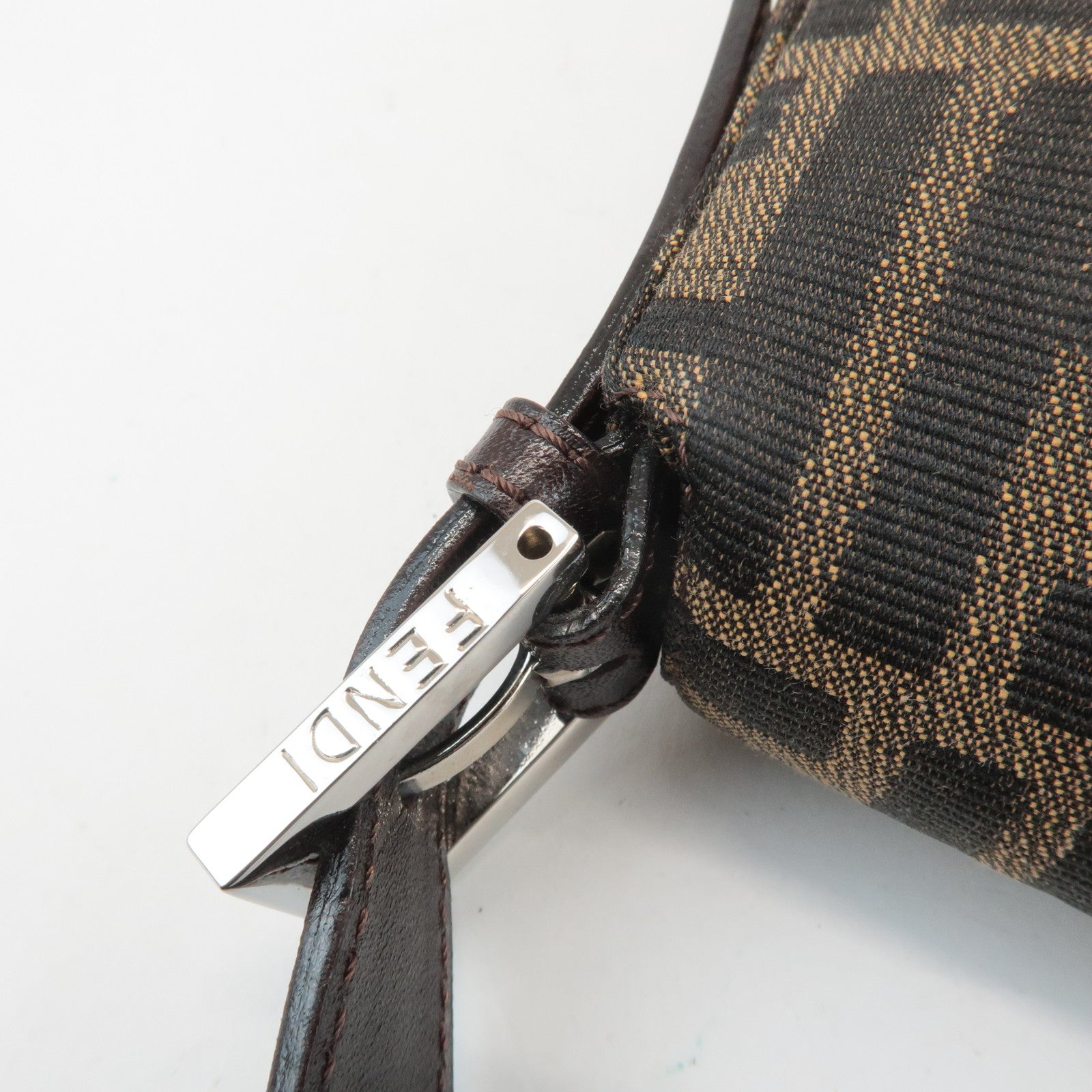 FENDI Zucca Mamma Baguette Canvas Shoulder Bag 26424 Brown Black Used