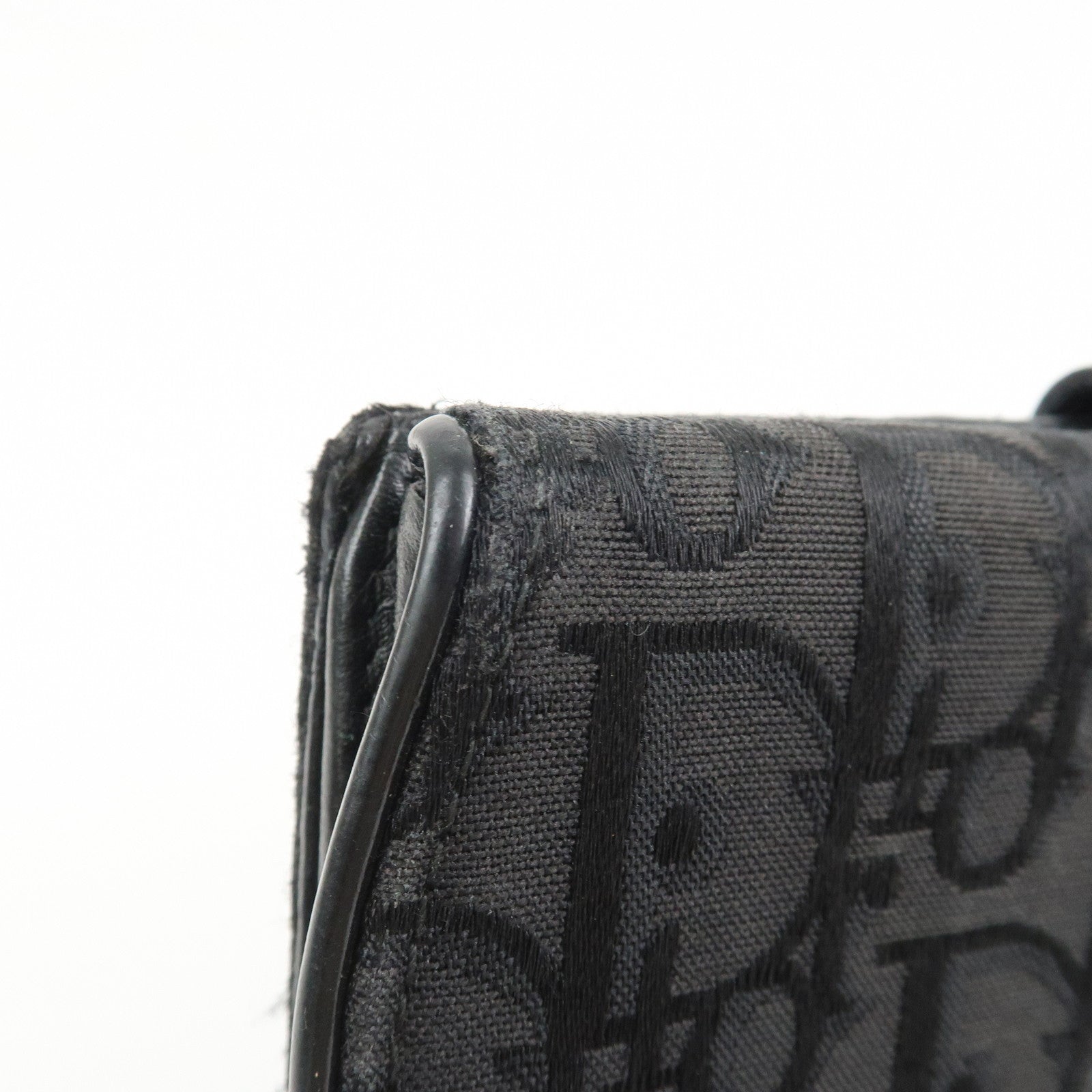 Christian Dior Trotter Canvas Patent Leather Saddle Wallet Black