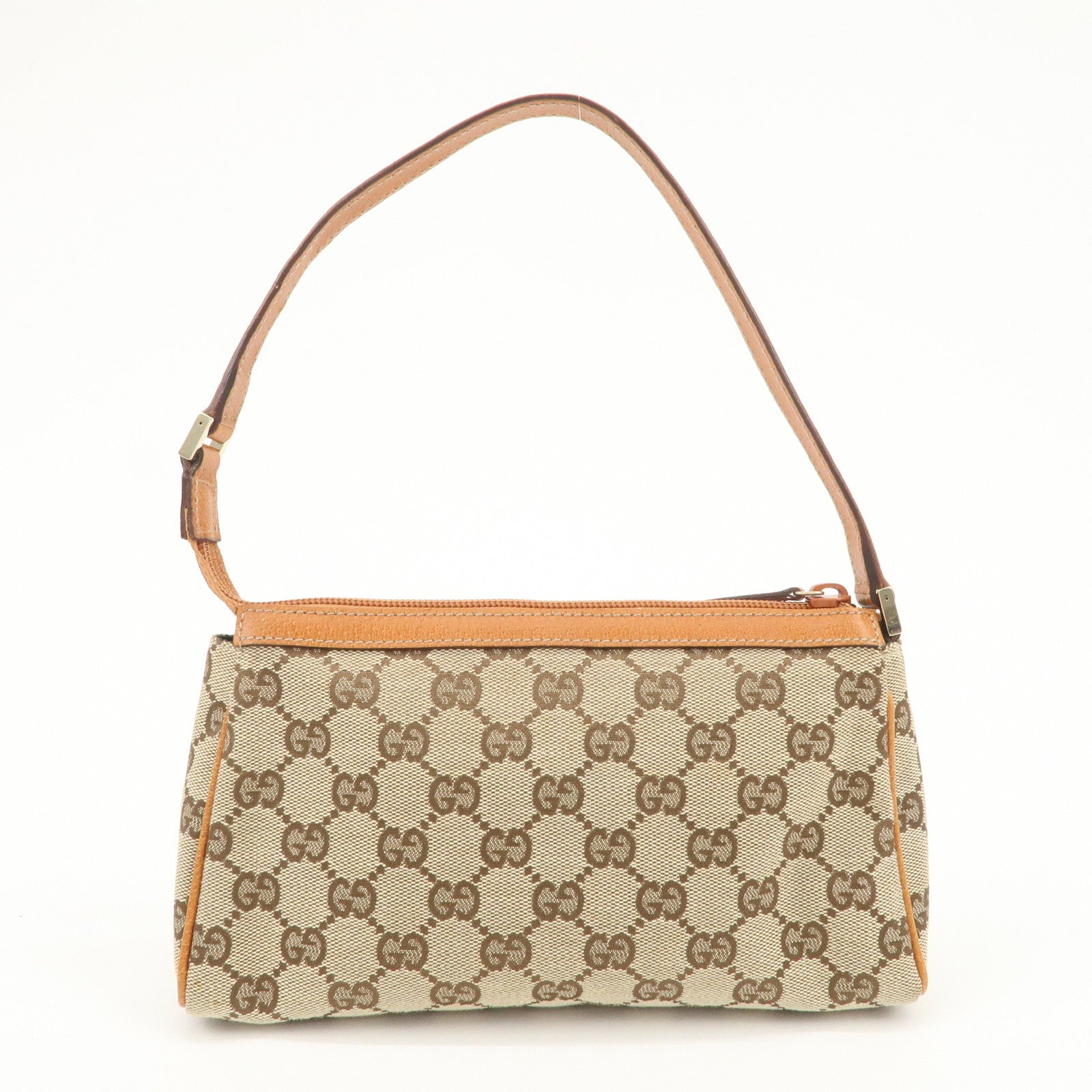 GUCCI Abbey GG Canvas Leather Hand Bag Pouch Beige Brown 145750