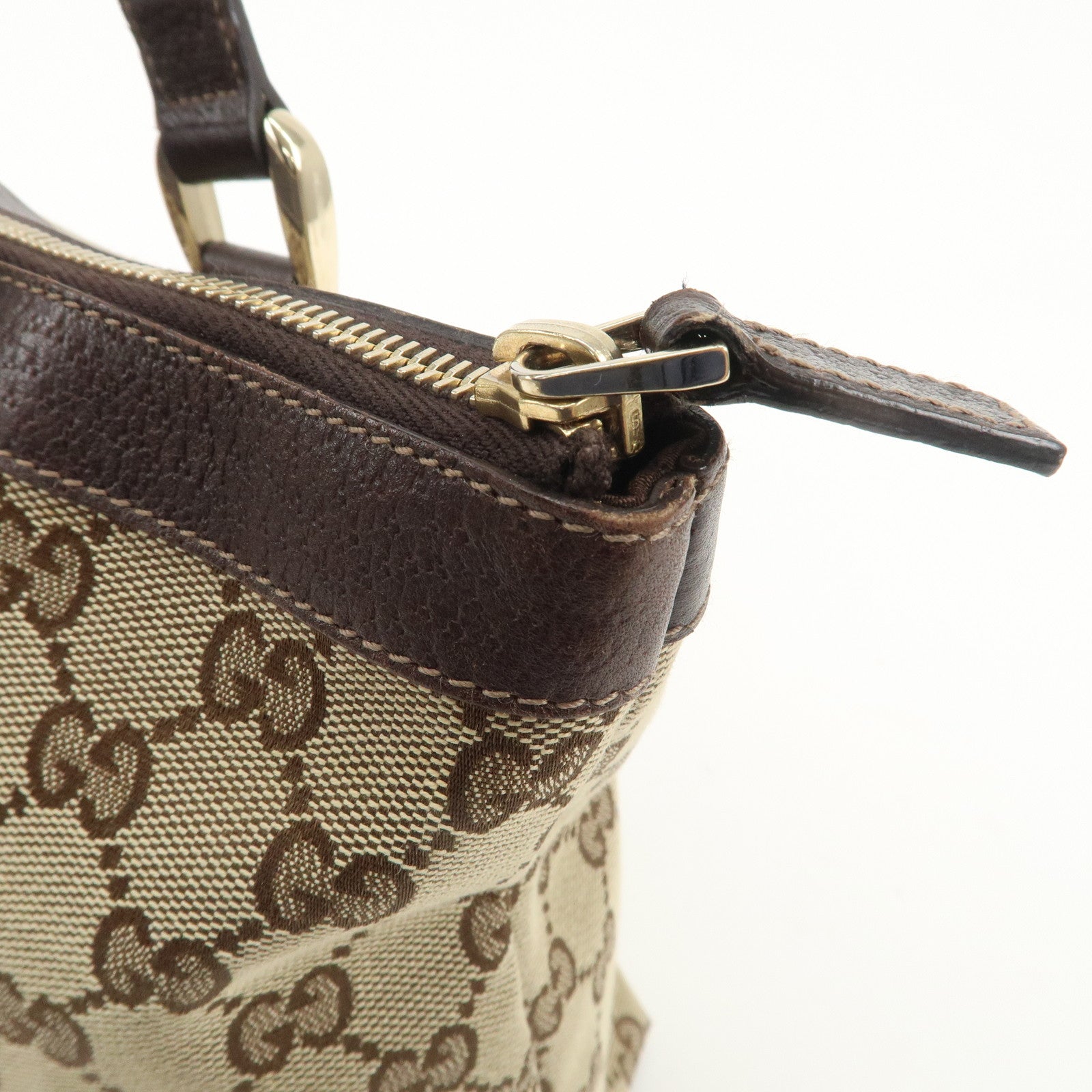 GUCCI Abbey GG Canvas Leather Shoulder Hand Bag Beige Brown 141470 Used