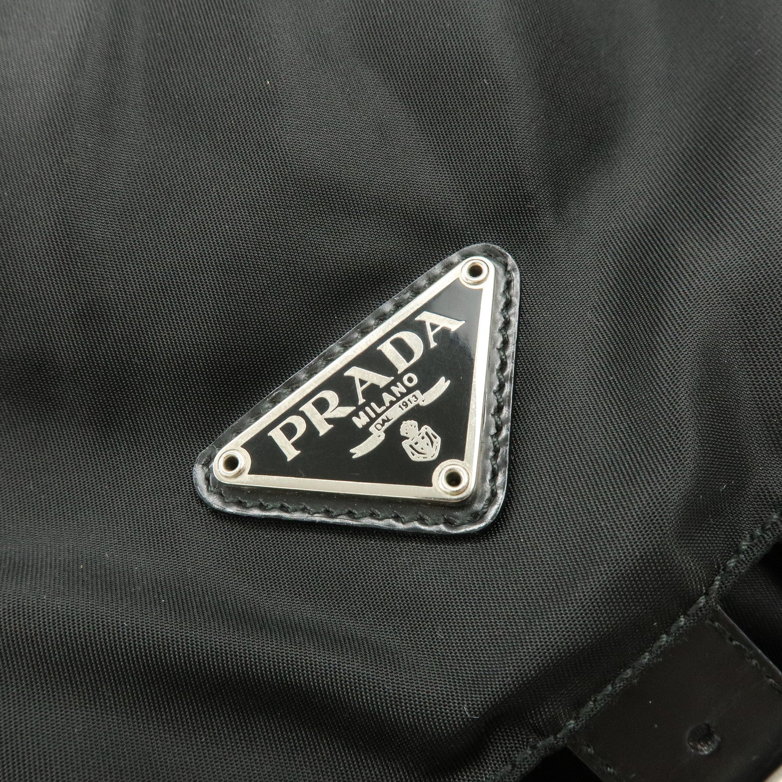 PRADA Logo Nylon Leather Back Pack Ruck Sack NERO Black 1BZ677
