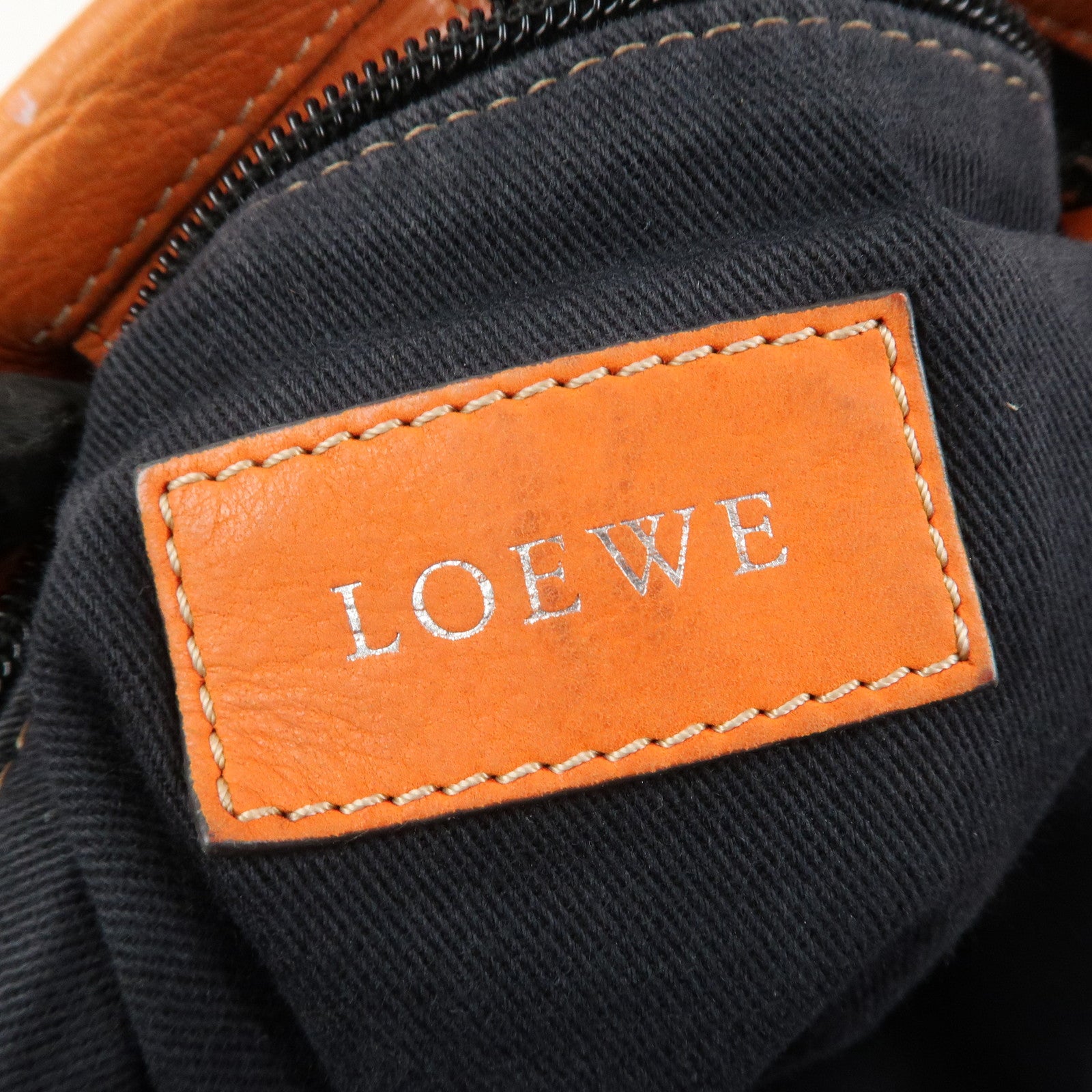 LOEWE Anagram Logo Leather Shoulder Bag Hand Bag Orange