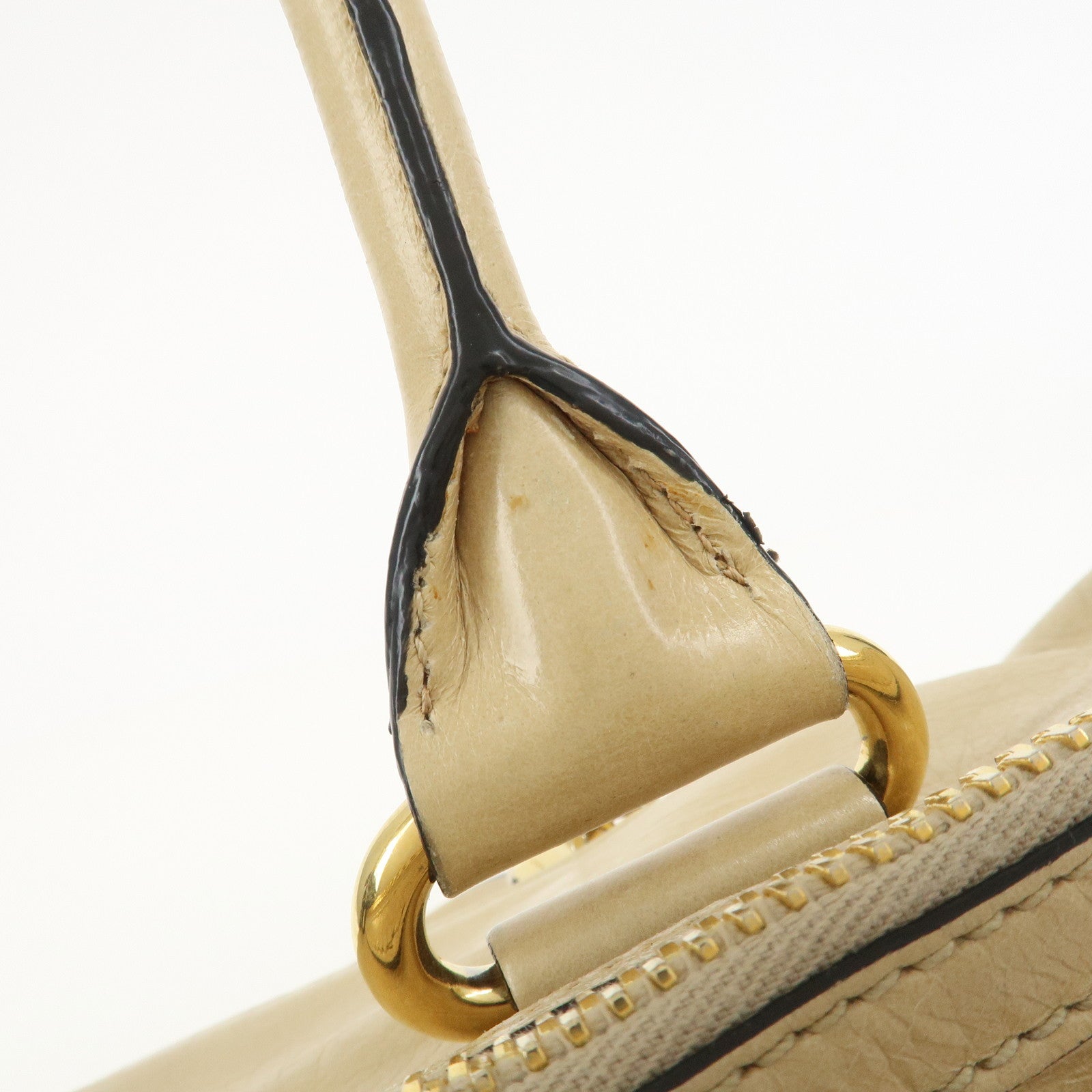 MIU MIU Logo Leather 2Way Bag Hand Bag Shoulder Bag Beige