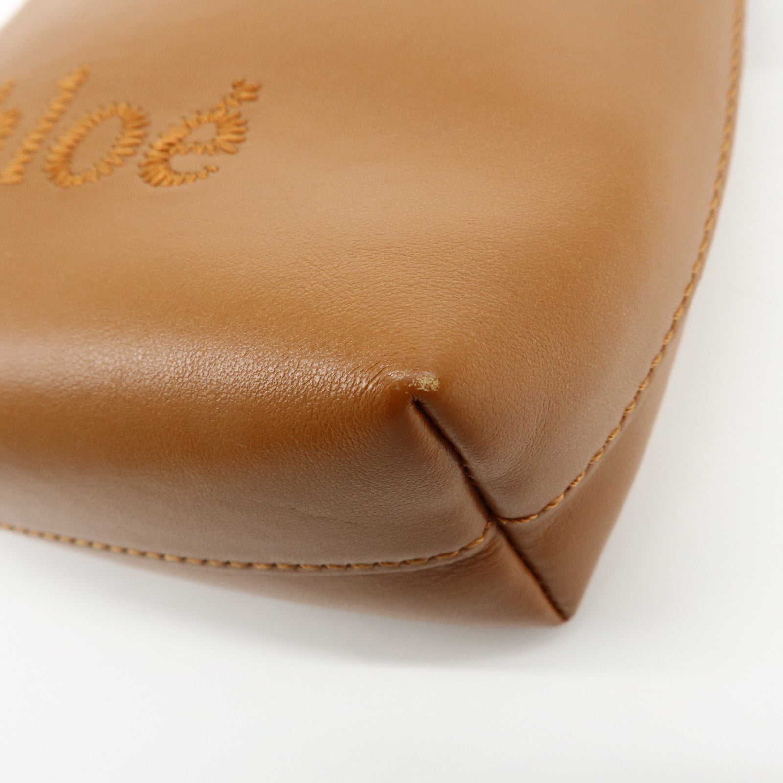 Chloe Micro Tote Bag Leather 2Way Bag Shoulder Bag Hand Bag Camel