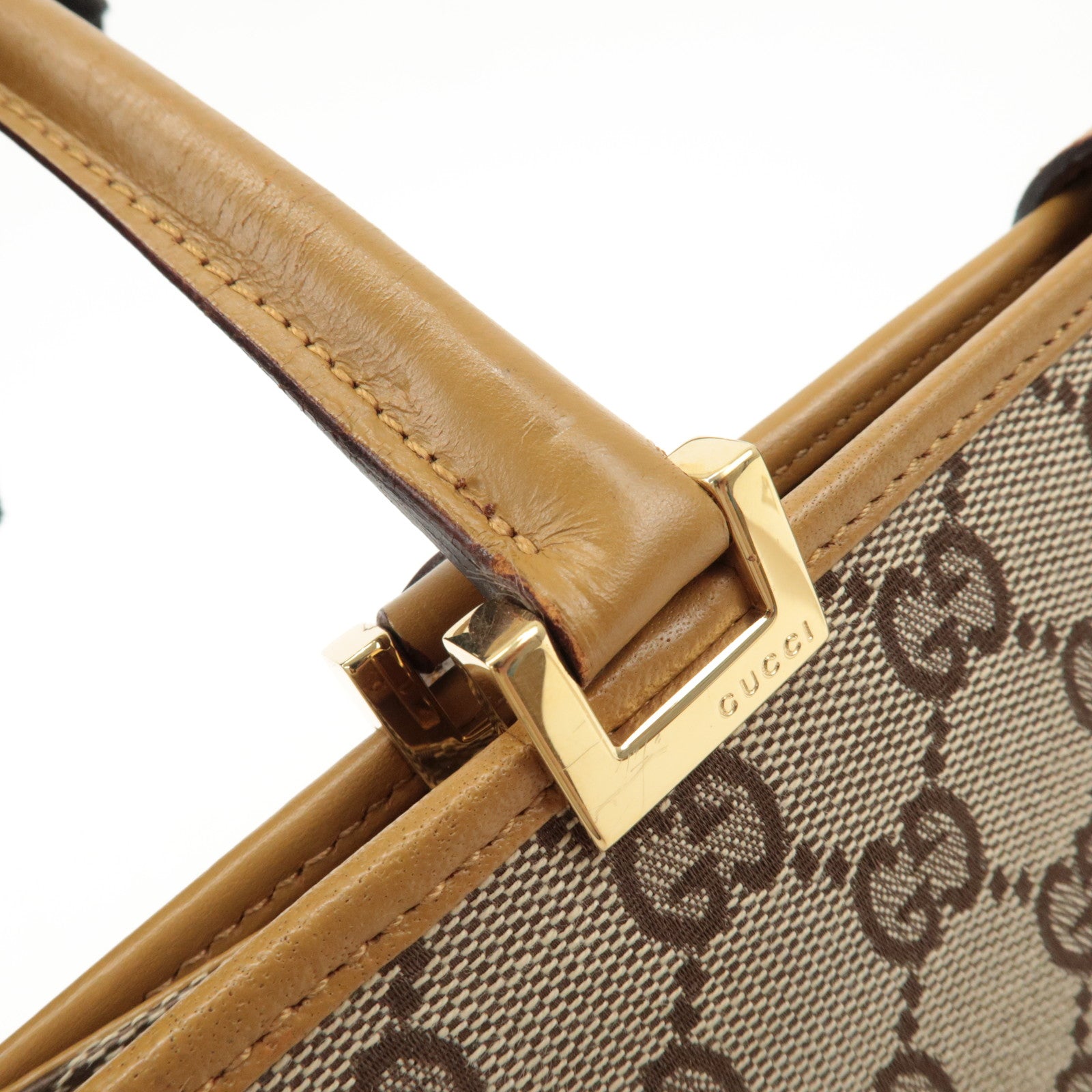 GUCCI Jackie Leather Shoulder Bag Tote Bag Beige 002.1073 Used