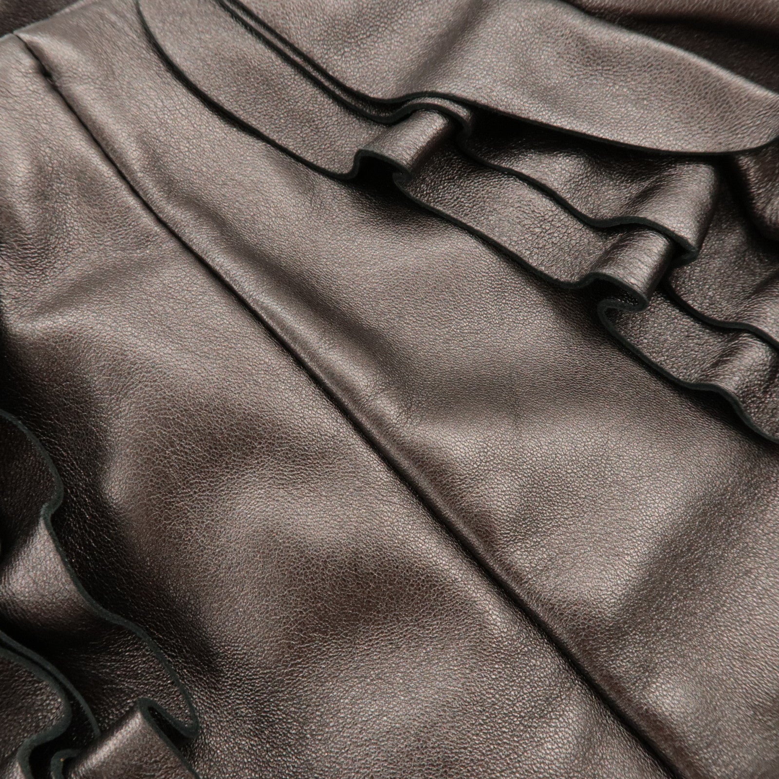 PRADA Nappa Leather Gathered Tote Bag Hand Bag Bronze BR3987 Used