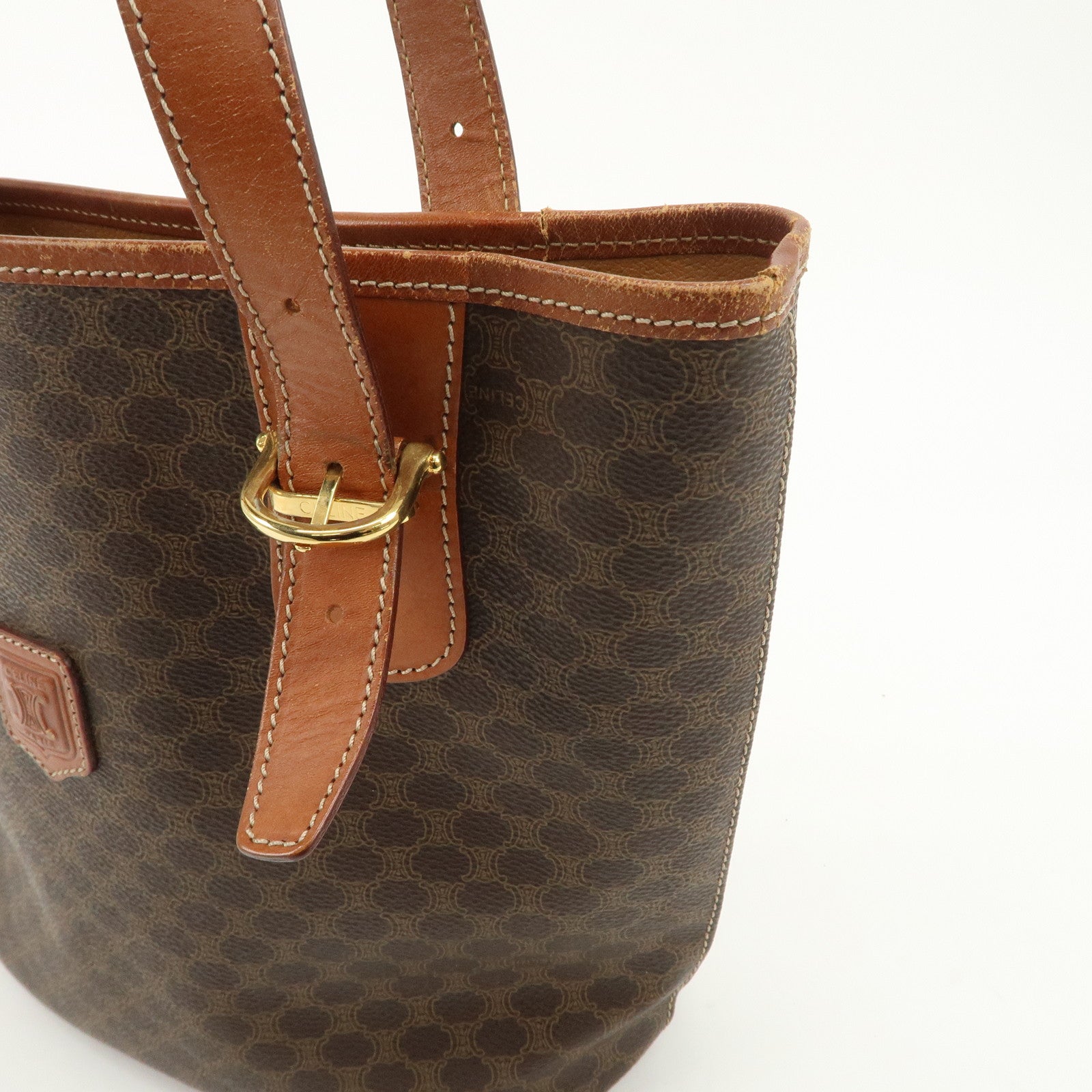 CELINE Macadam PVC Leather Shoulder Bag Tote Bag Brown