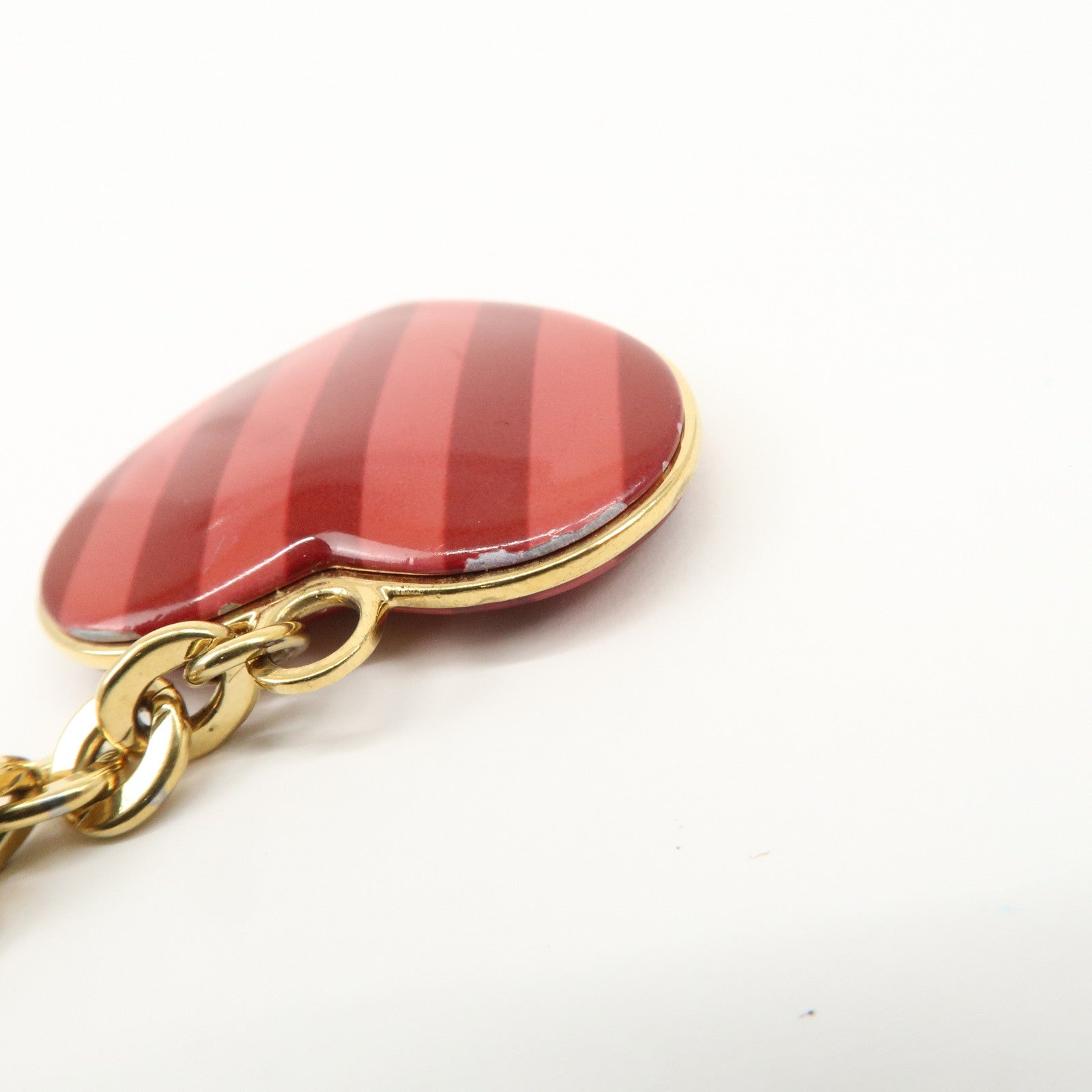 Louis Vuitton Porte Cles Coeur Rayures Bag Charm Red M66476 Used