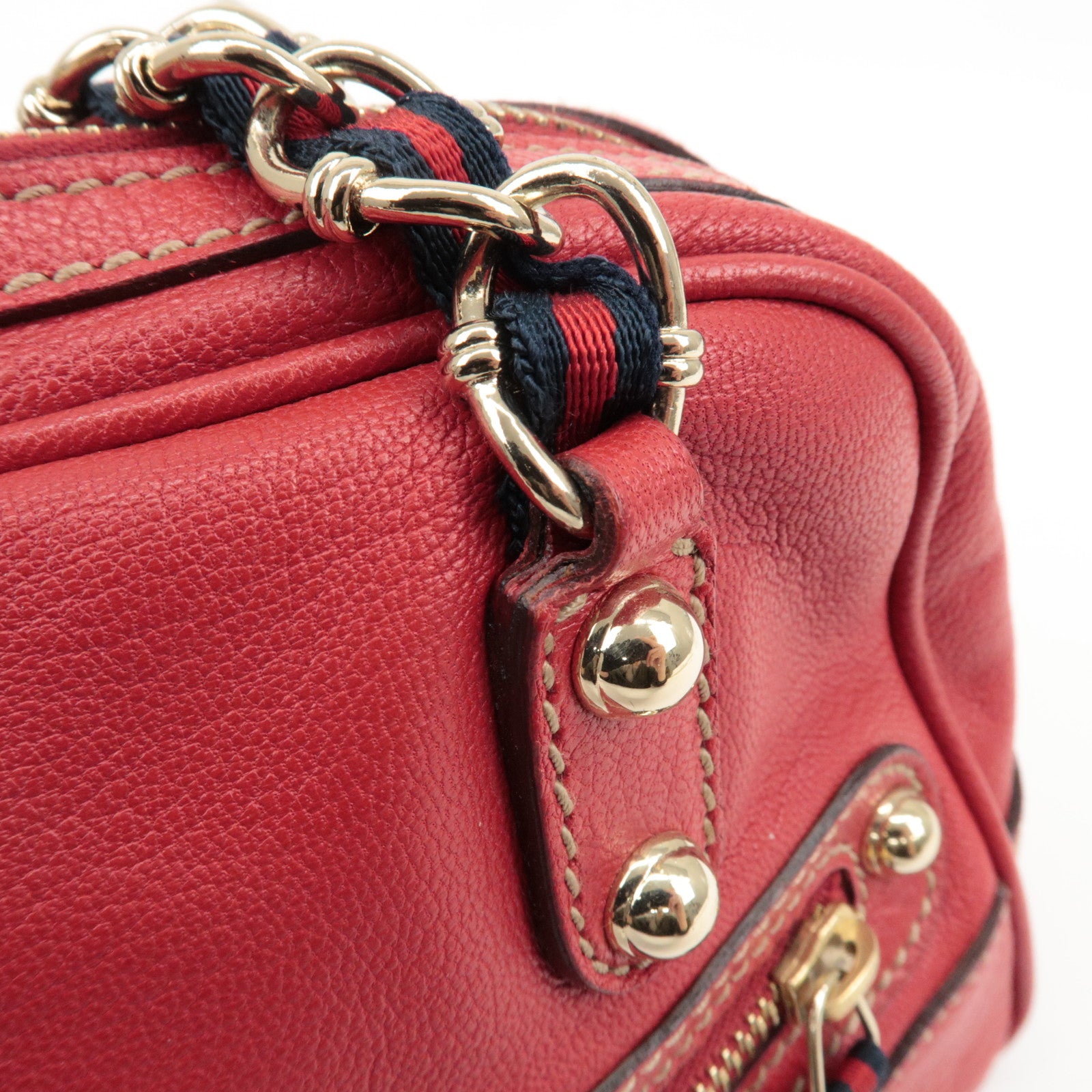 GUCCI Sherry Leather Chain Shoulder Bag Red 152462 Used