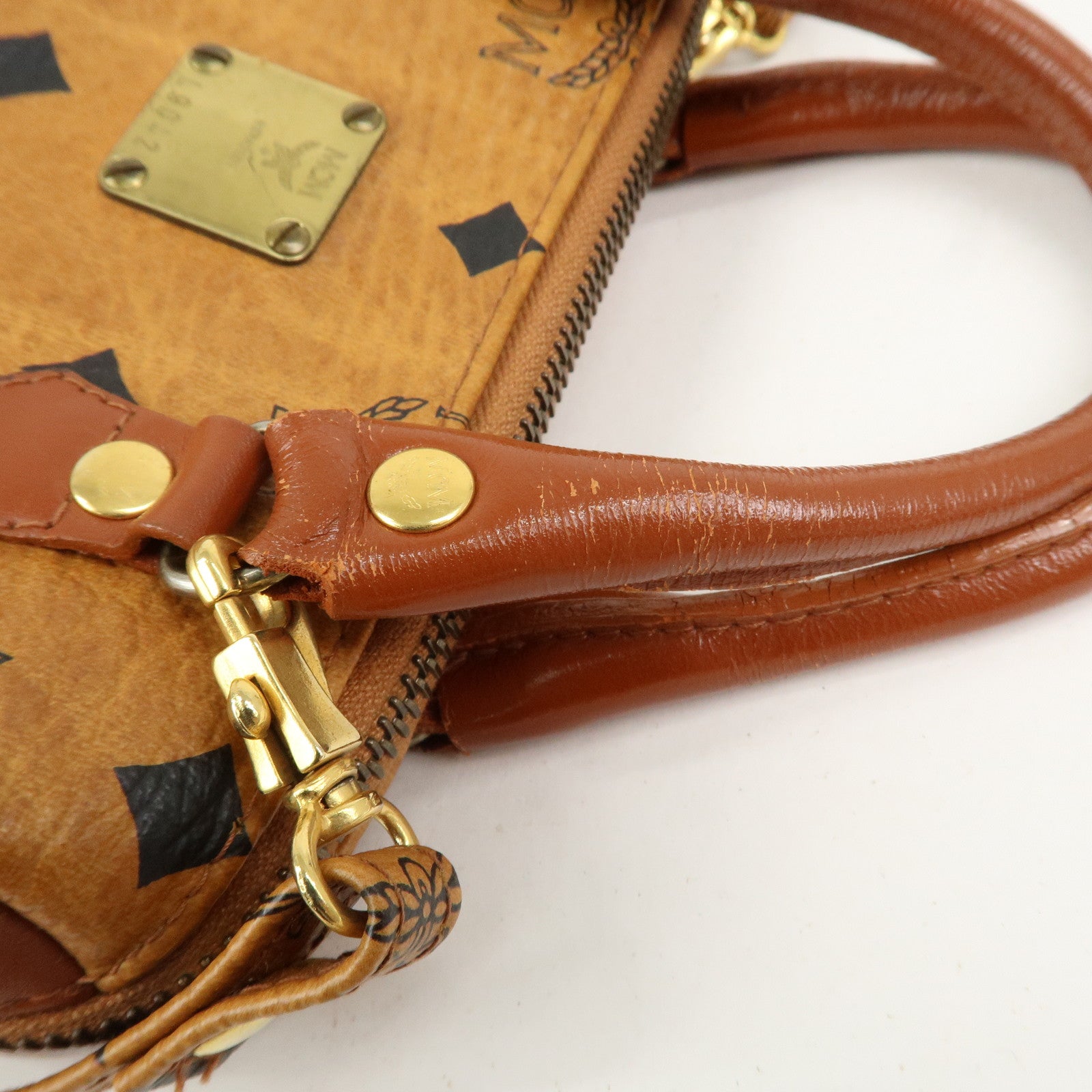 MCM Visetos Leather 2Way Mini Boston Hand Shoulder Crossbody Bag
