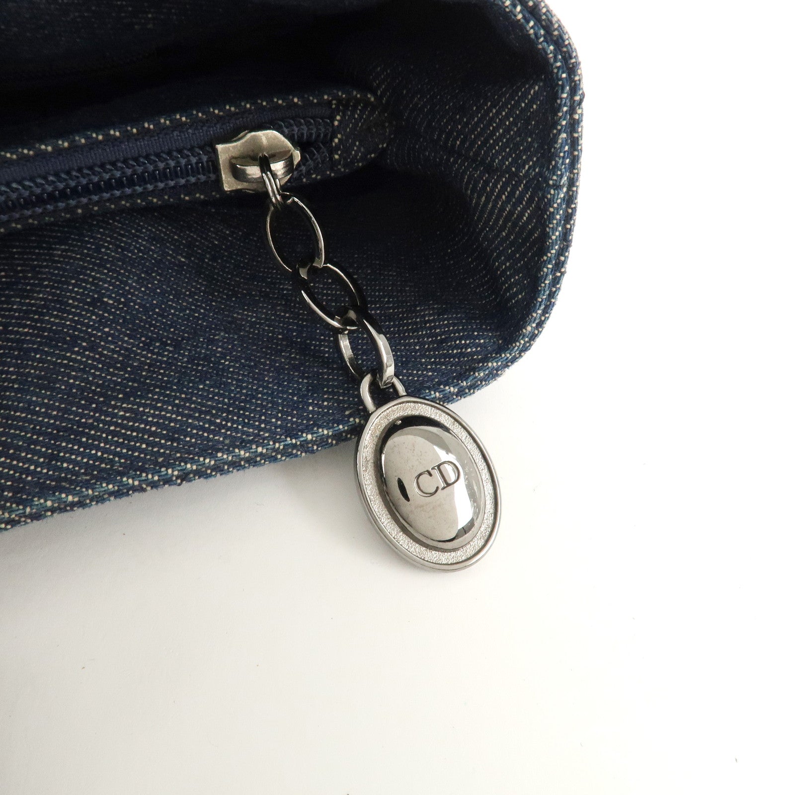 Christian Dior Cannage 2way Denim Tote Bag Navy Used