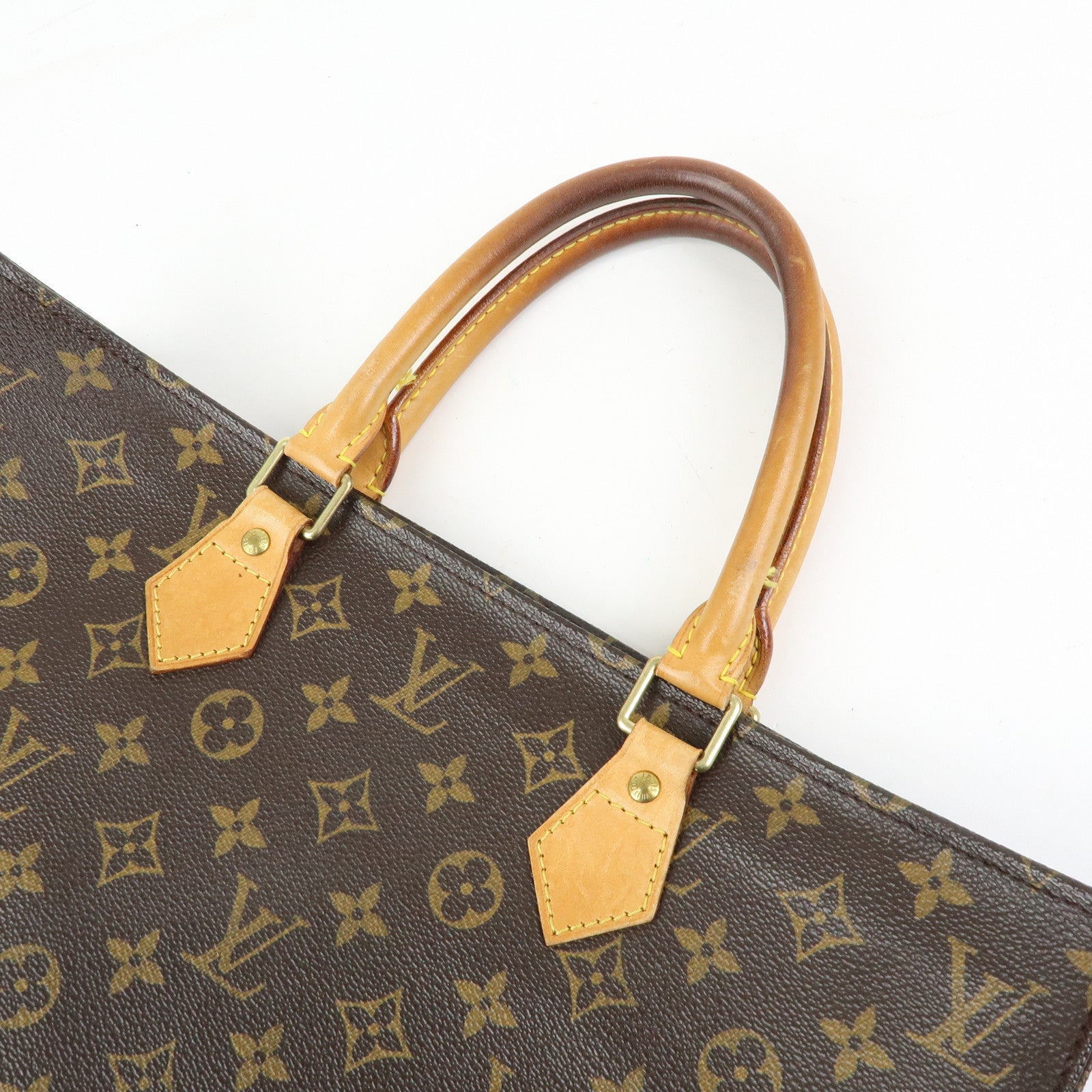 Louis Vuitton Monogram Sac Plat Tote Bag Hand Bag Brown M51140